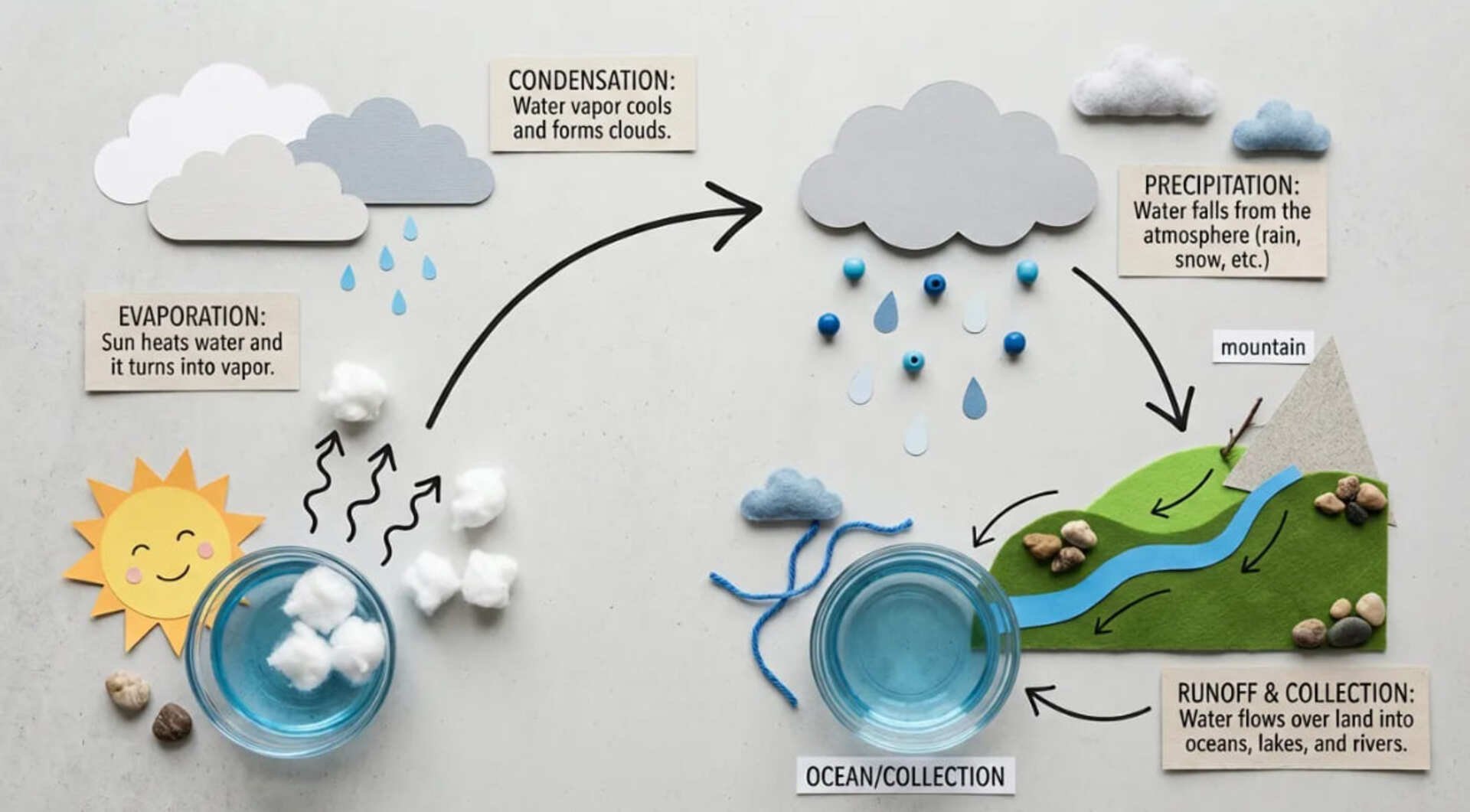 Ici, Nano Banana 2 a généré une infographie sur le cycle de l'eau. © Google
