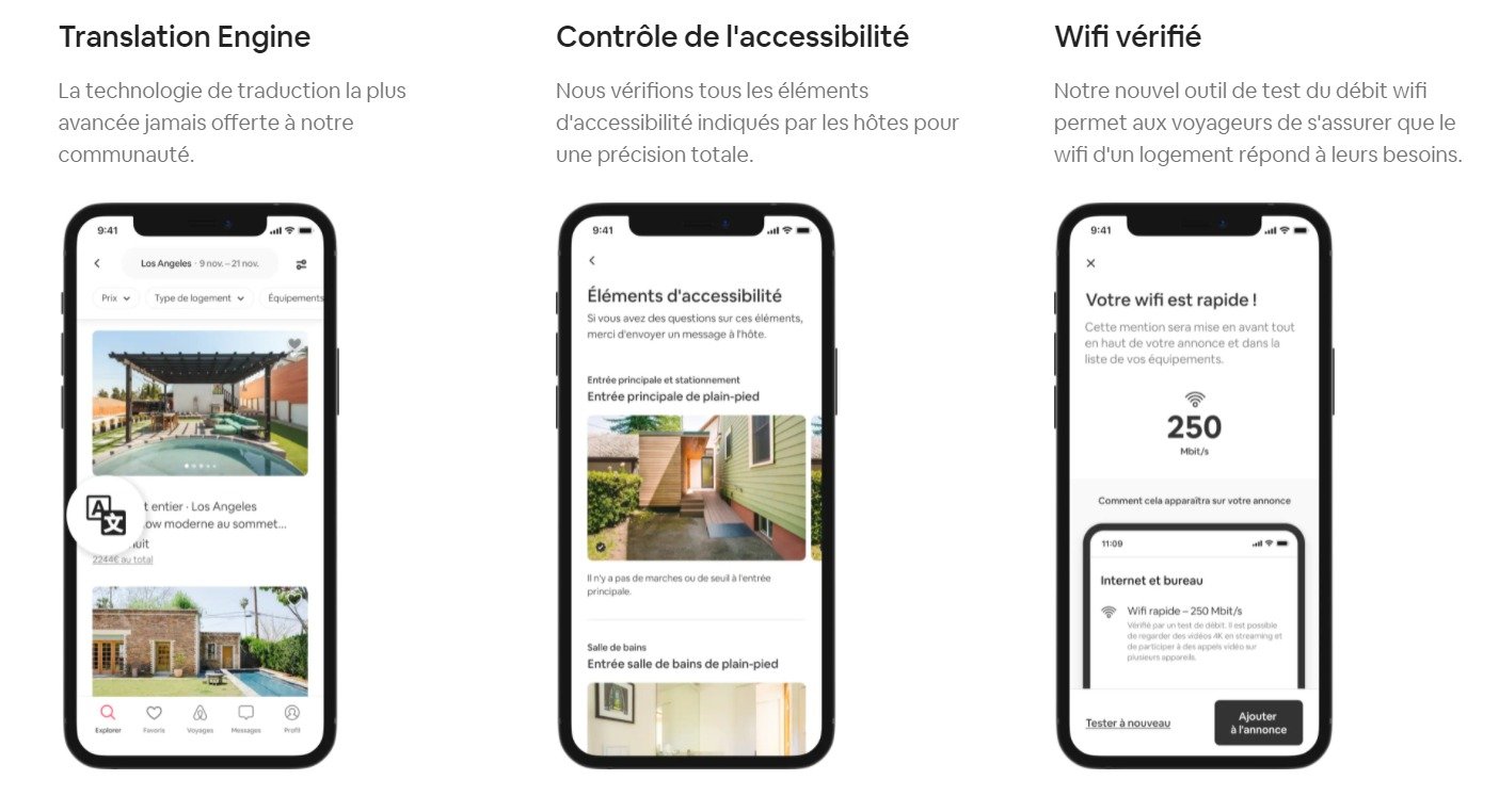 Quelques-unes des nouvelles fonctionnalités d'Airbnb (© Airbnb)