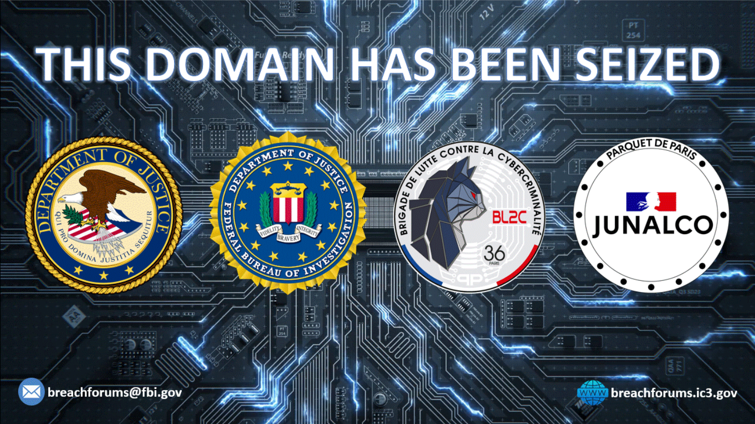 La bannière des autorités s'affiche désormais sur la version clearweb de BreachForums. © Clubic