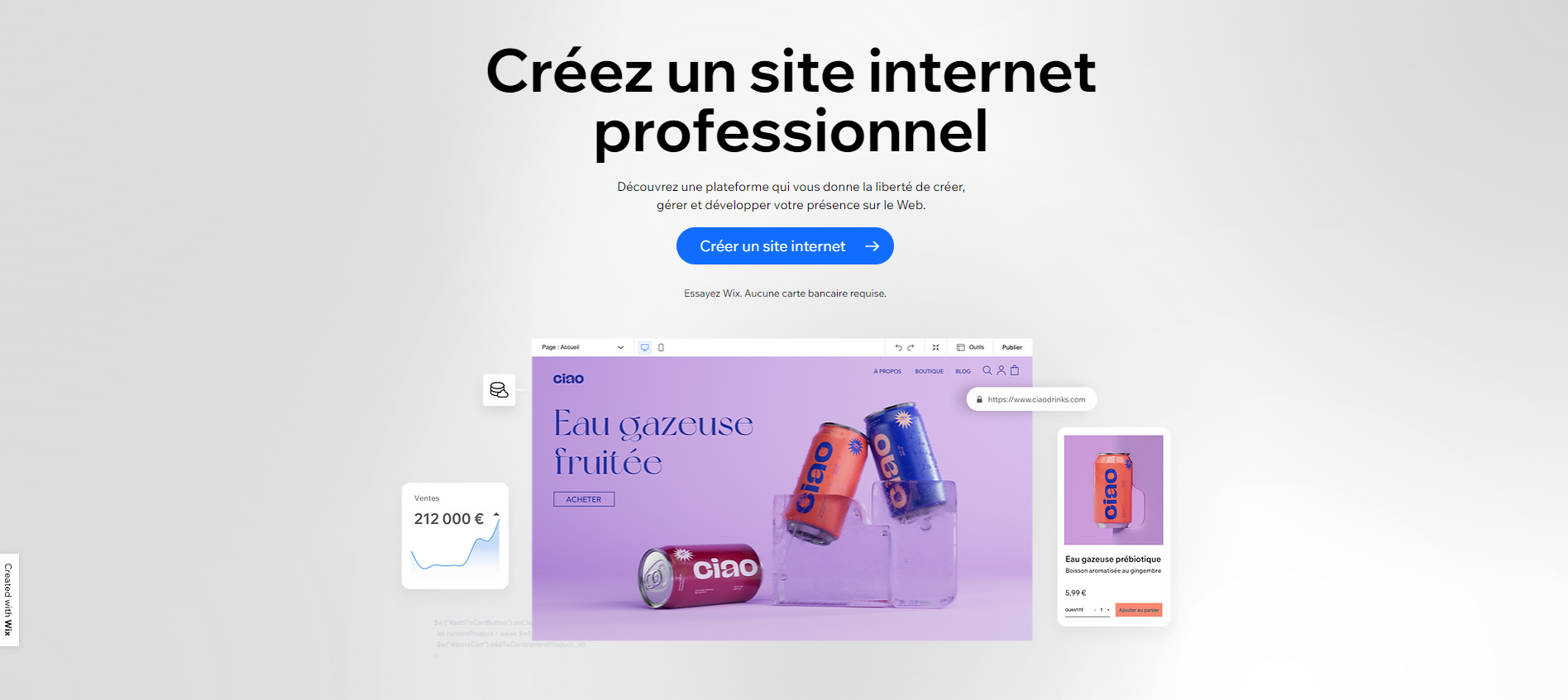 Accueil du site web Wix © Wix.com, Inc.