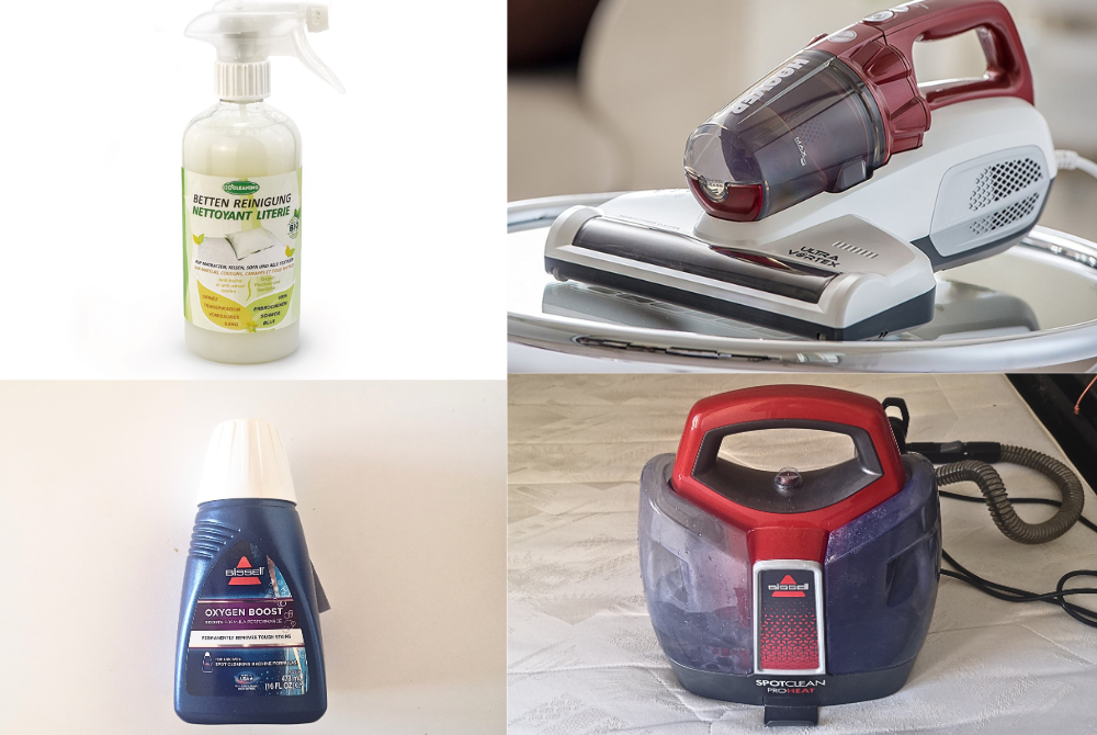 En haut à droite : un aspirateur à main avec lampe UV pour les plus motivé(e)s !