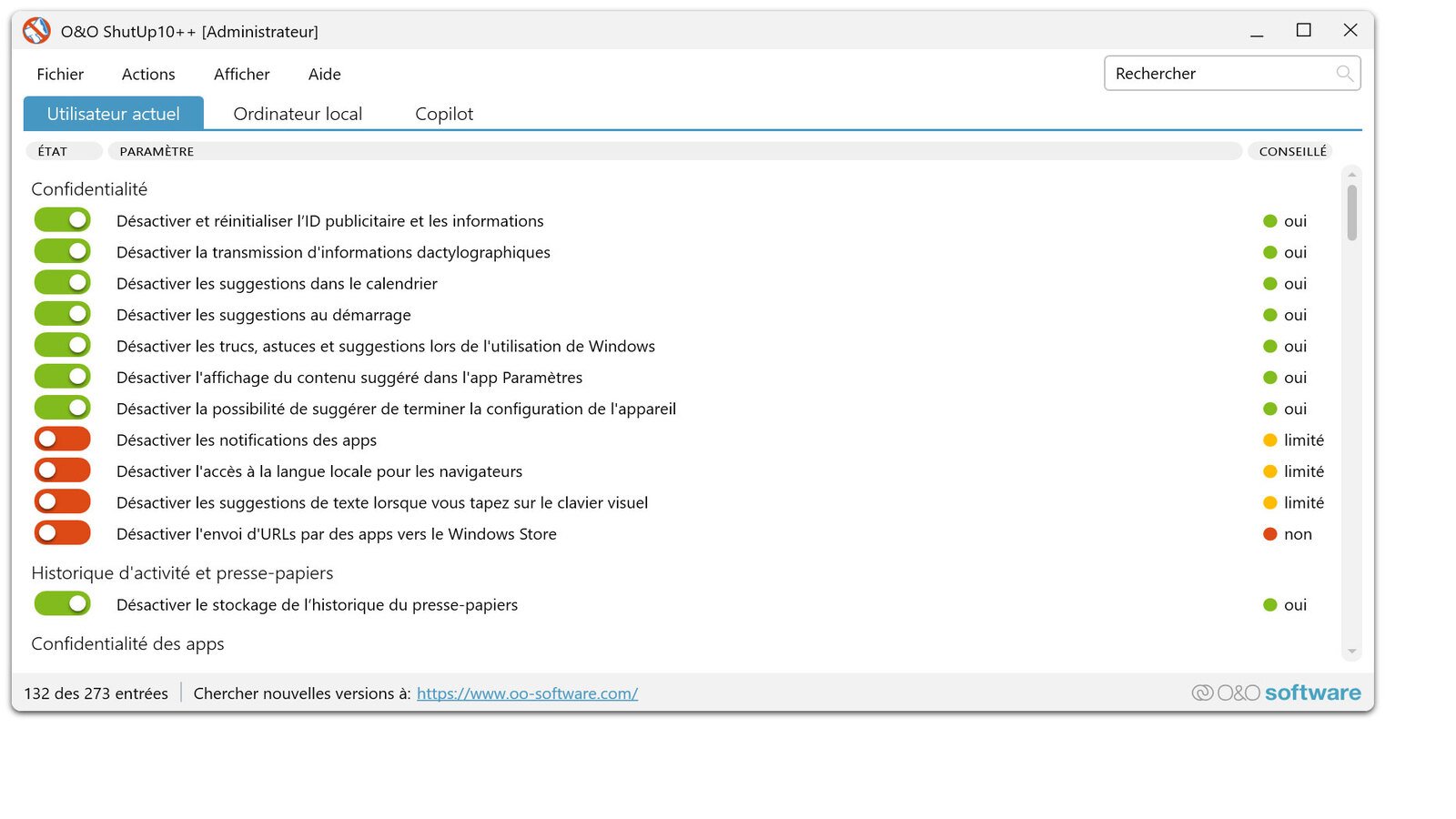 O&O ShutUp10++ © Axel Reghis