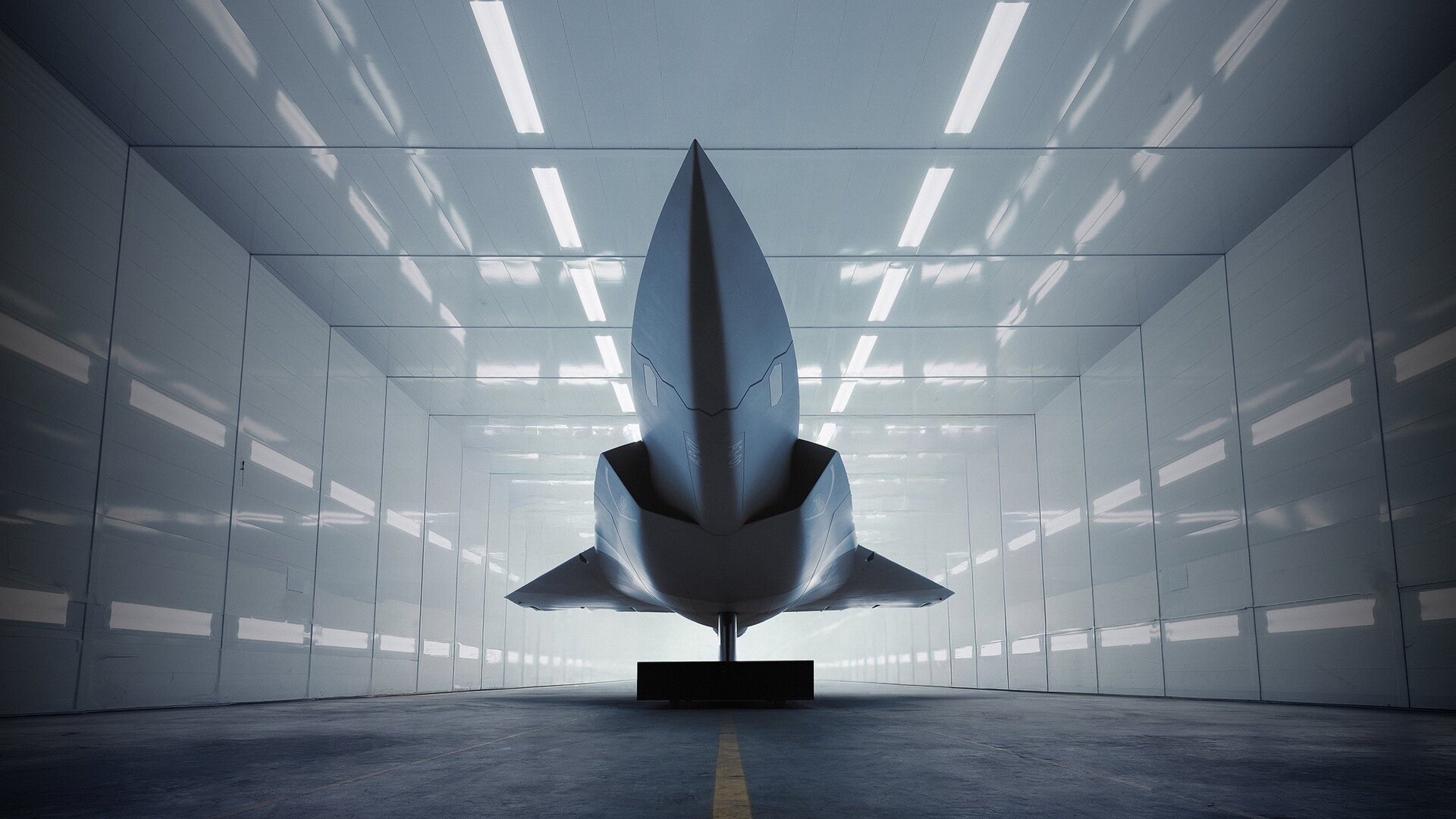 L'A3-001 de Saab, vu de face : une silhouette furtive taillée pour passer sous les radars ennemis. © Saab