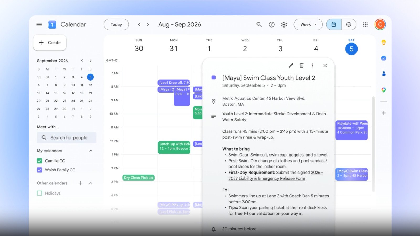 L'agent familial de Google peut accéder à votre agenda et planifier les activités à venir de vos enfants. ©Google