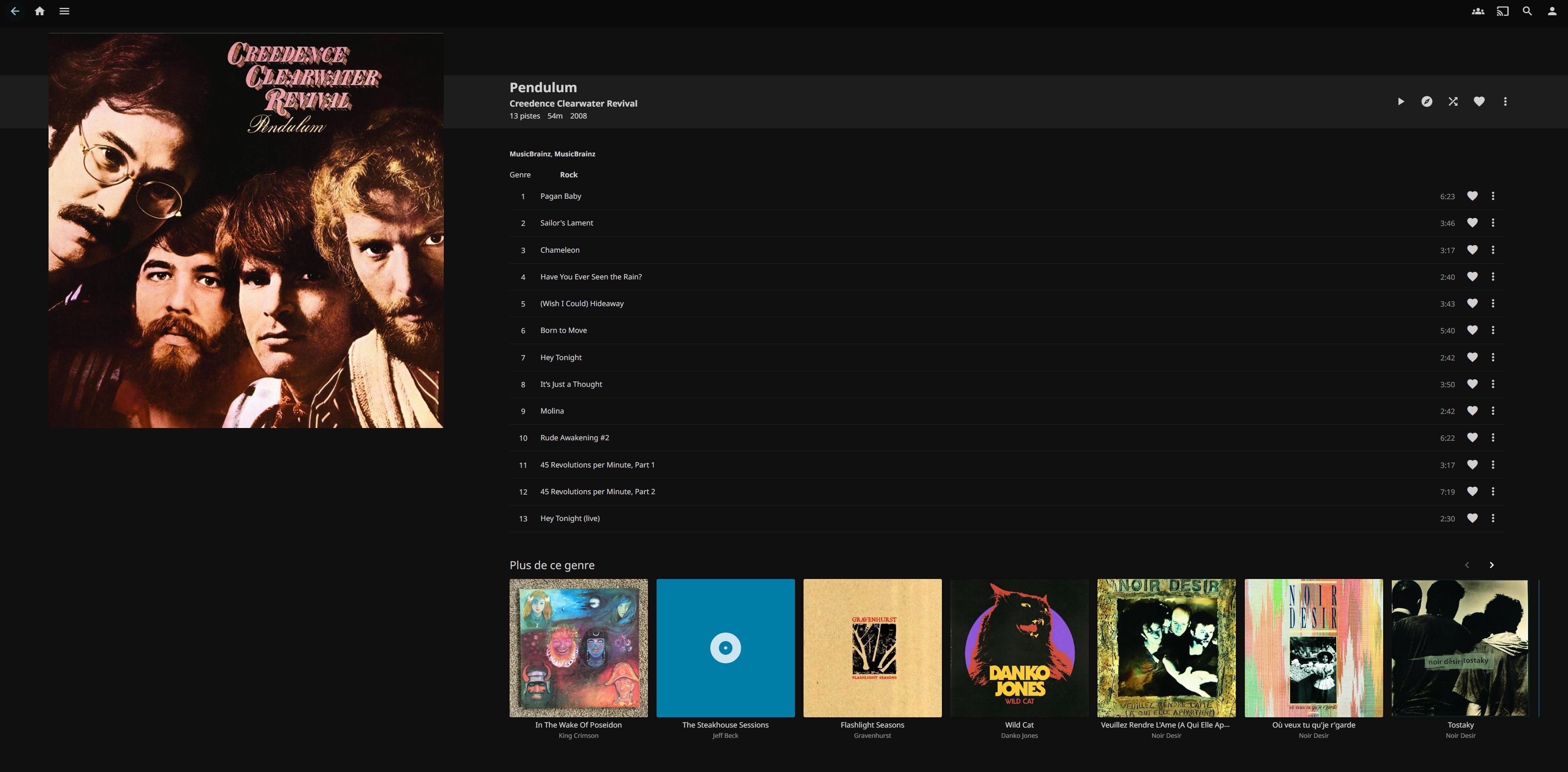 L'interface web de Jellyfin, ici pour une médiathèque dédiée à la musique © Matthieu Legouge