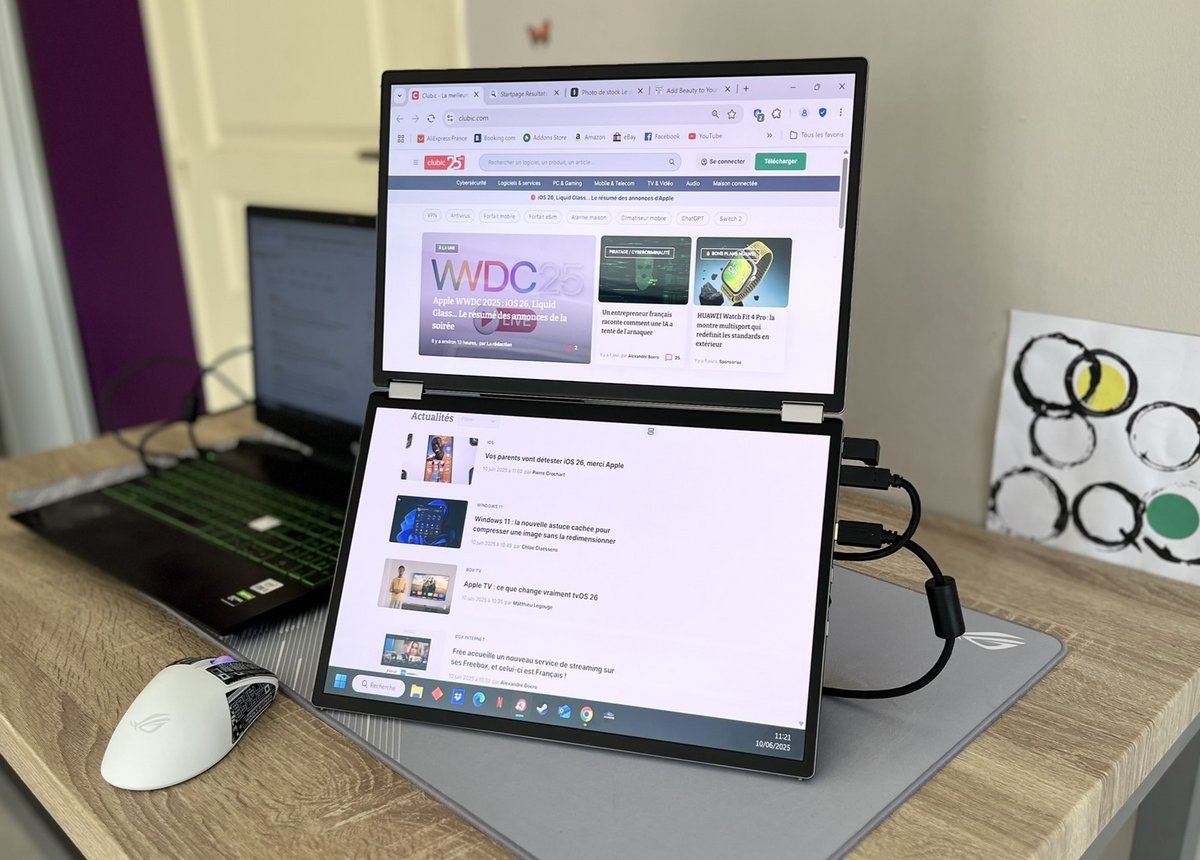 L'Asus ZenScreen Duo OLED MQ149CD, un outil de productivité bien pensé ? © Vincent Touveneau