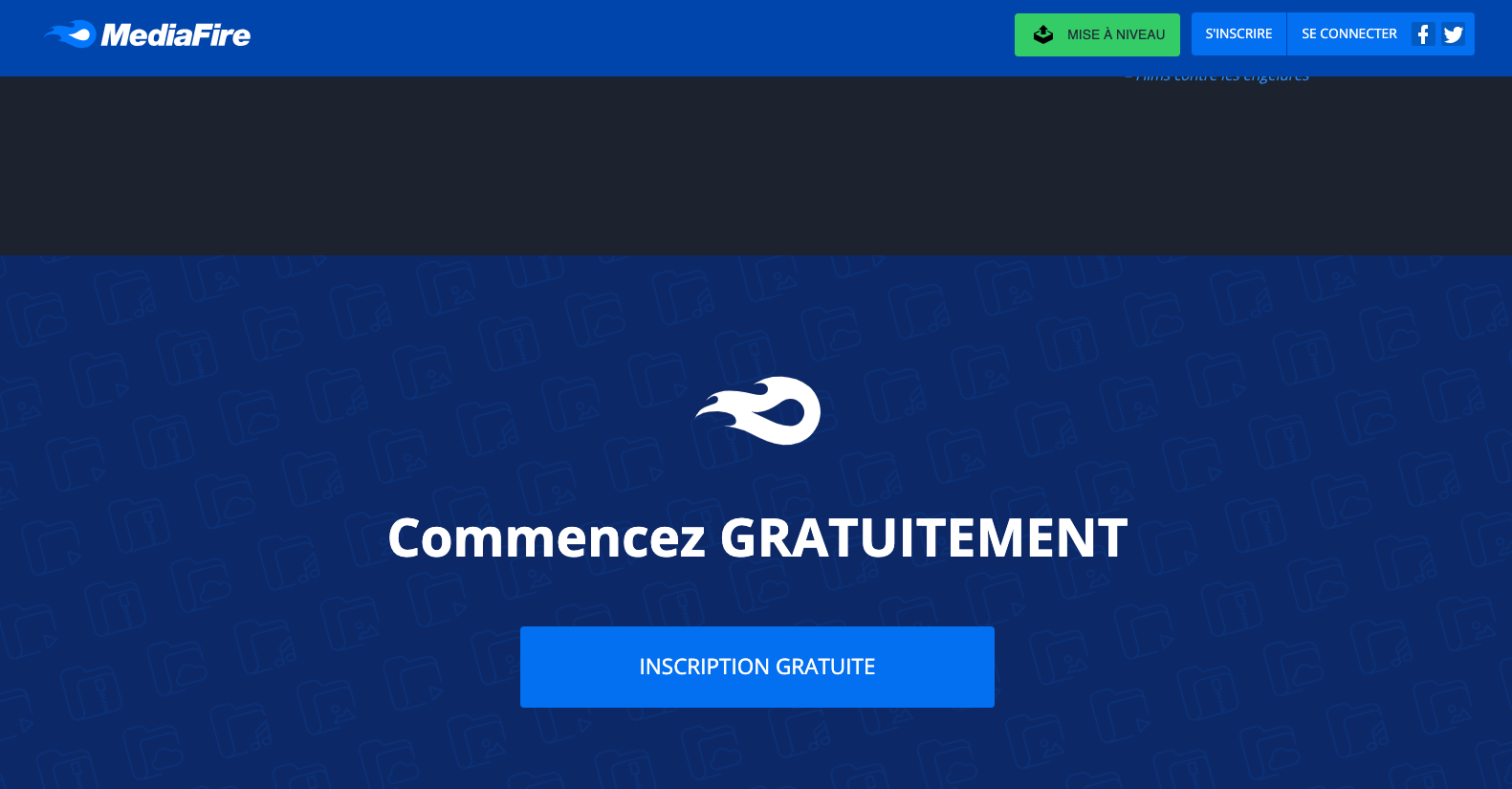 Inscription gratuite à MediaFire