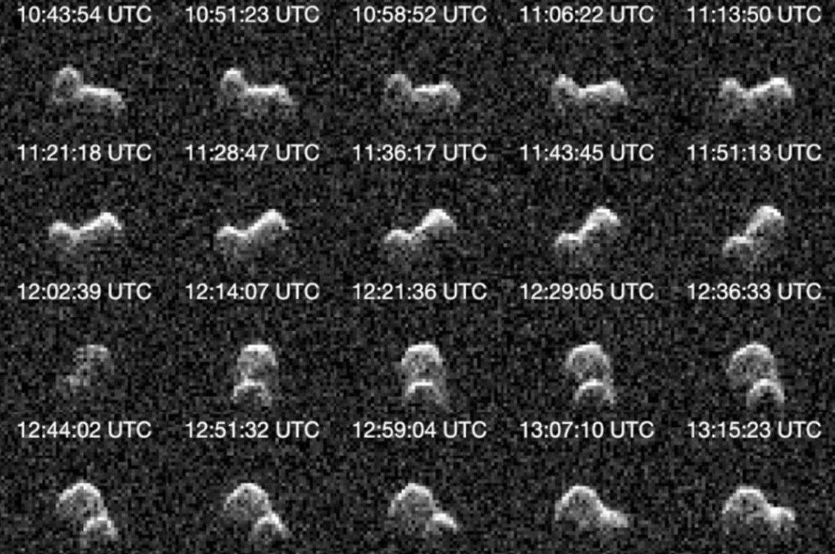 Le survol de l'astéroïde 1997 QK1 a permis aux astronomes d'observer sa taille, sa rotation, sa surface et sa forme grâce à des images radar - ©NASA / JPL-Caltech