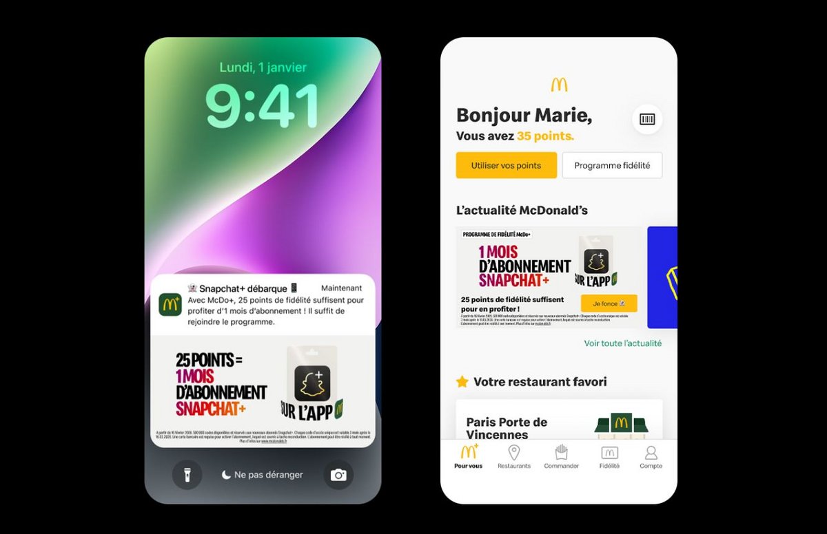 À compter du 16 février, Snapchat+ débarque dans le programme de fidélité McDonald's. ©McDonald's