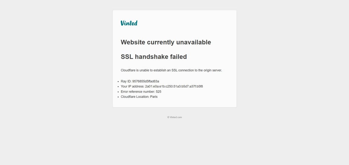 Voici le message affiché sur le site internet de Vinted dimanche après-midi © Alexandre Boero / Clubic