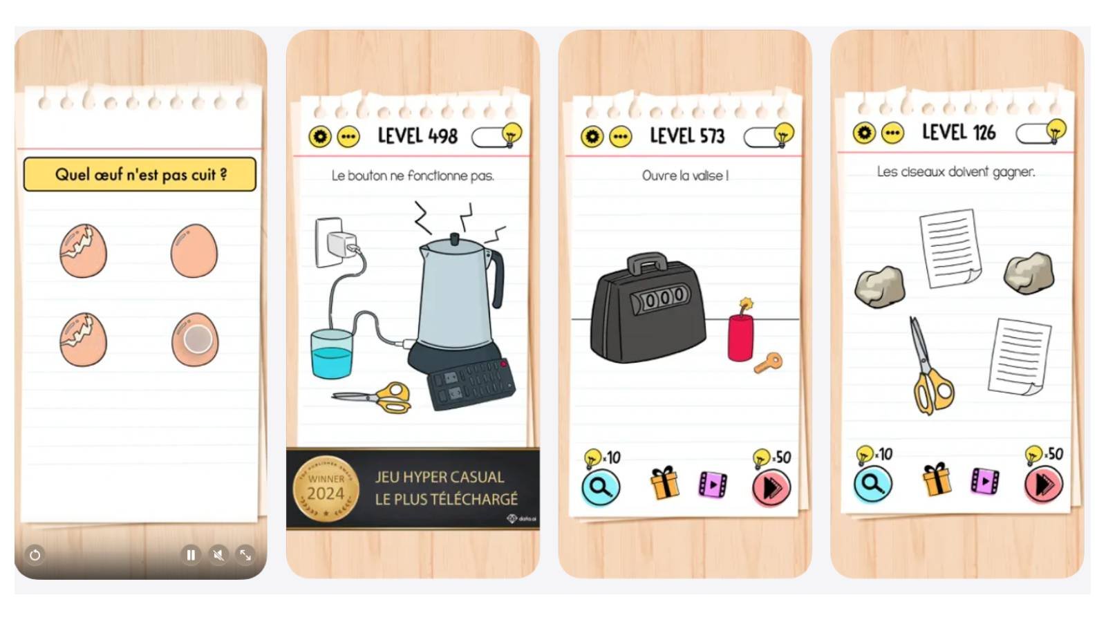 Brain Test : Casse-têtes est un jeu mobile de réflexion qui propose des énigmes originales avec des niveaux courts qui demandent logique et créativité. © Unico Studio