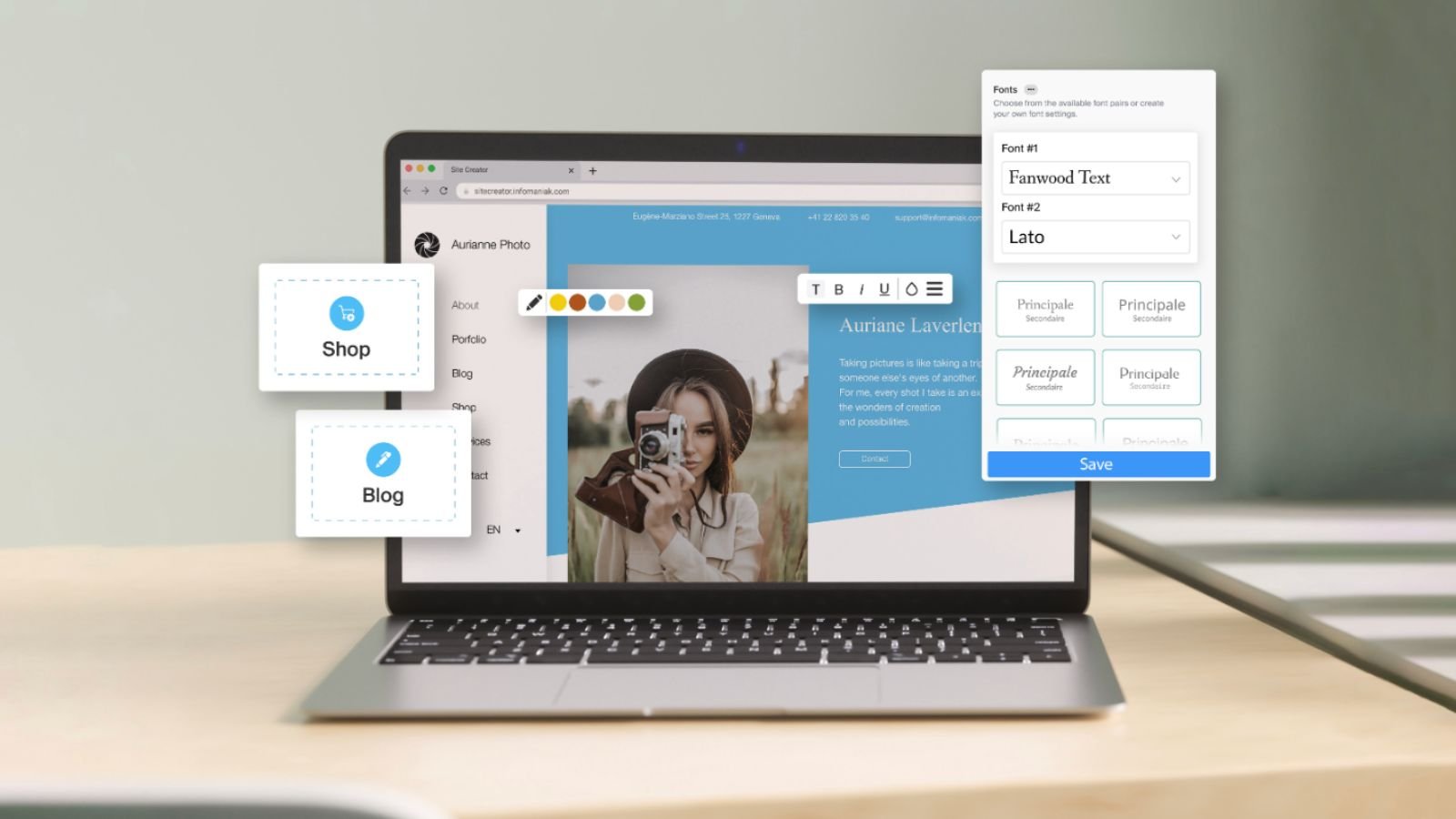 Lancez votre site web avec Site Creator. © Infomaniak