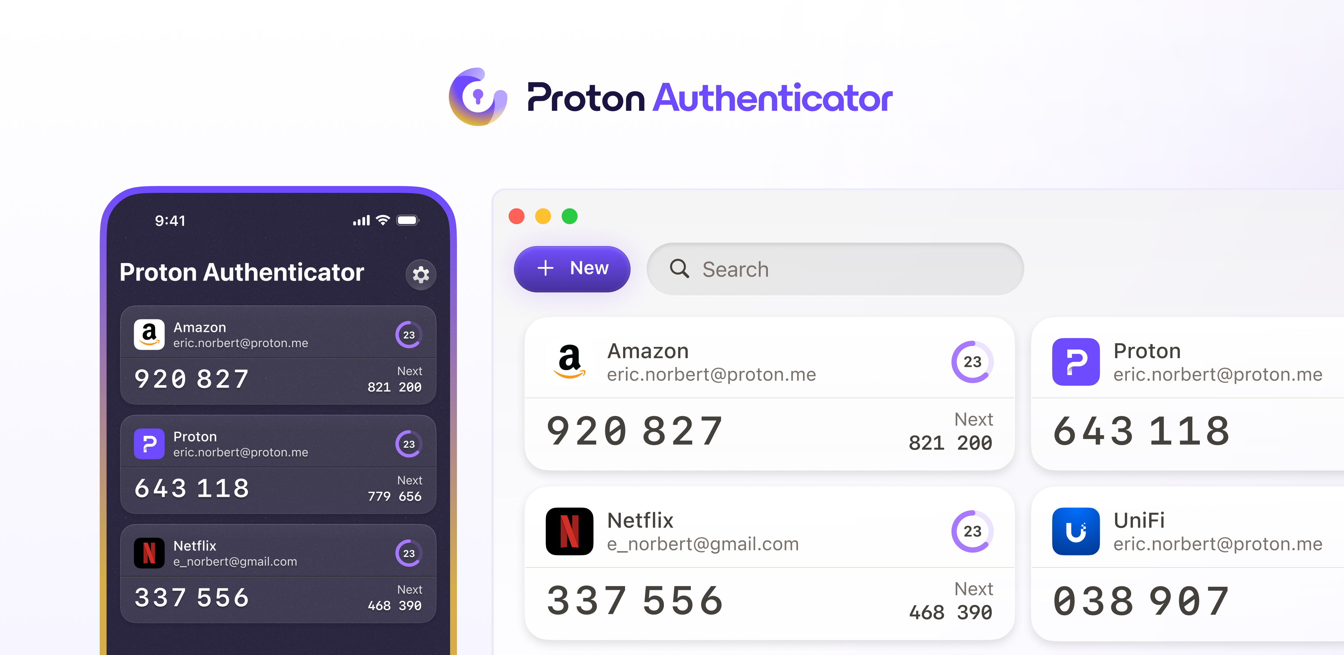 Proton Authenticator offre une 2FA chiffrée, gratuite et open source, sans pub ni pistage, avec sauvegarde sécurisée sur mobile ou PC - © Proton