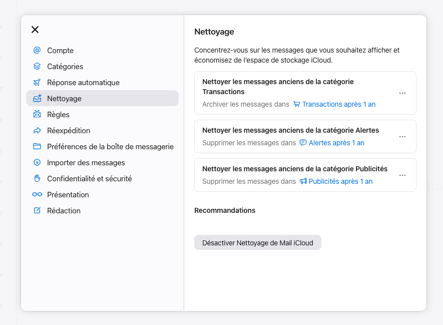 Outils de nettoyage iCloud
