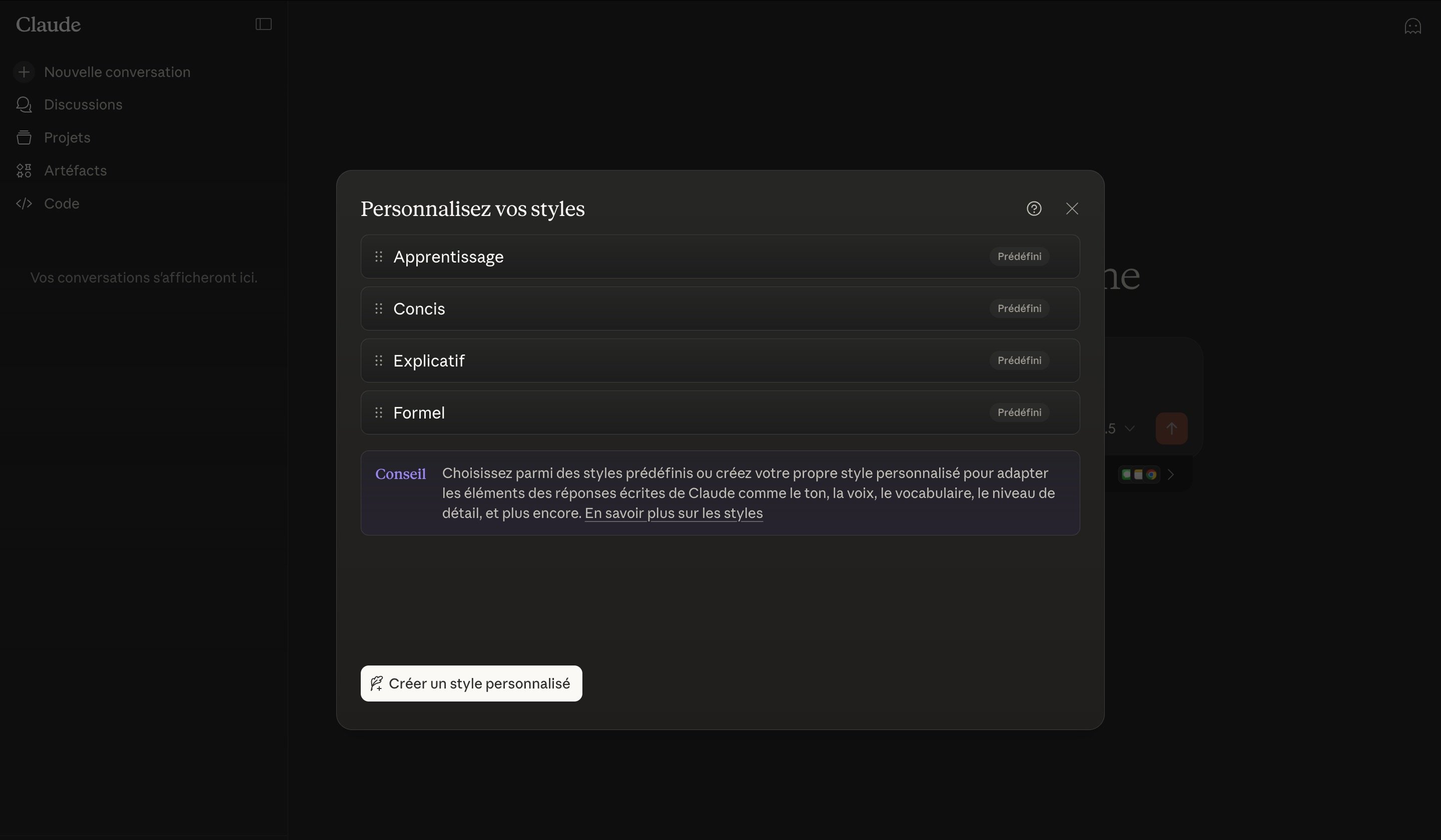 Créez un style personnalisé. ©Anthropic