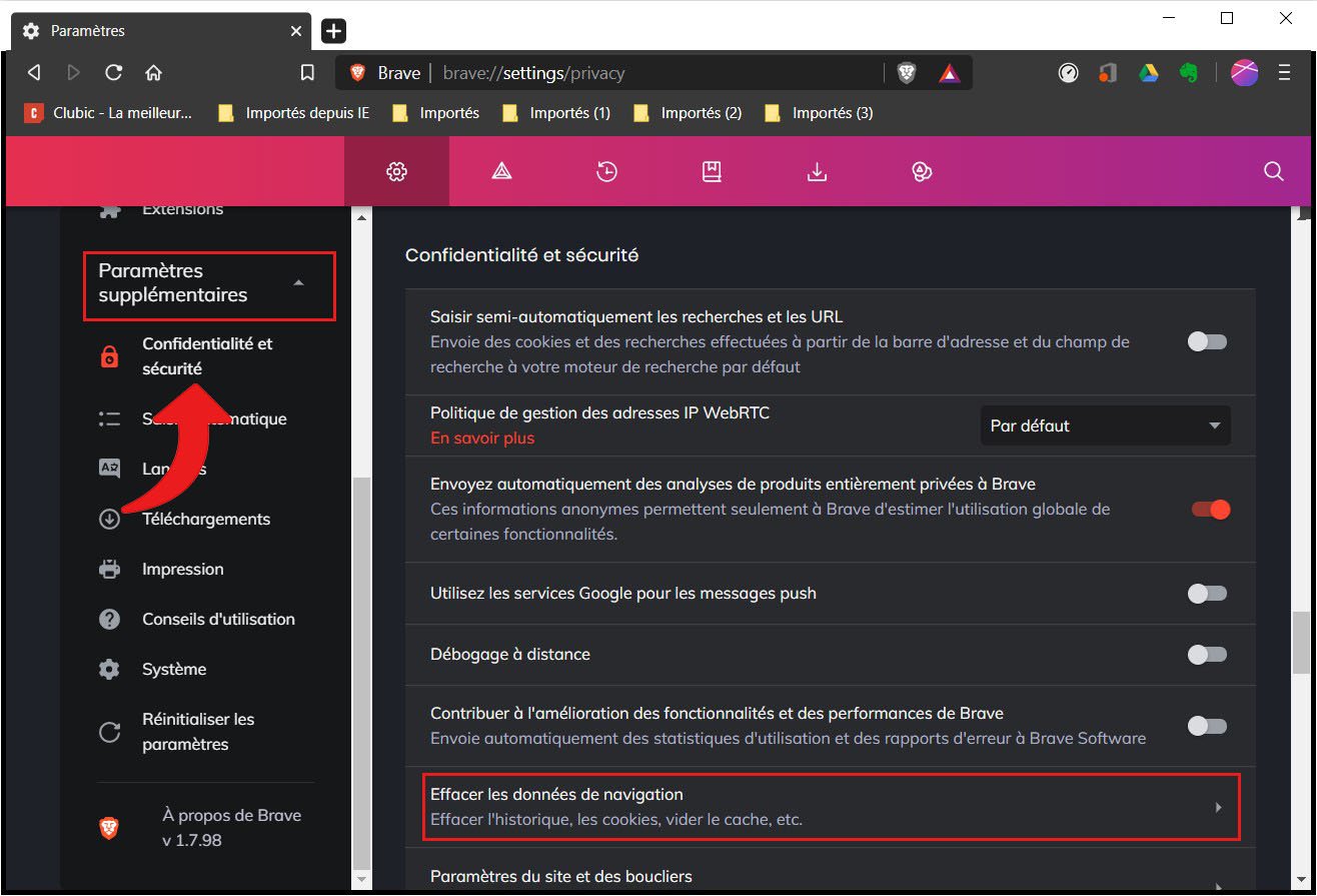 supprimer mdp brave 2