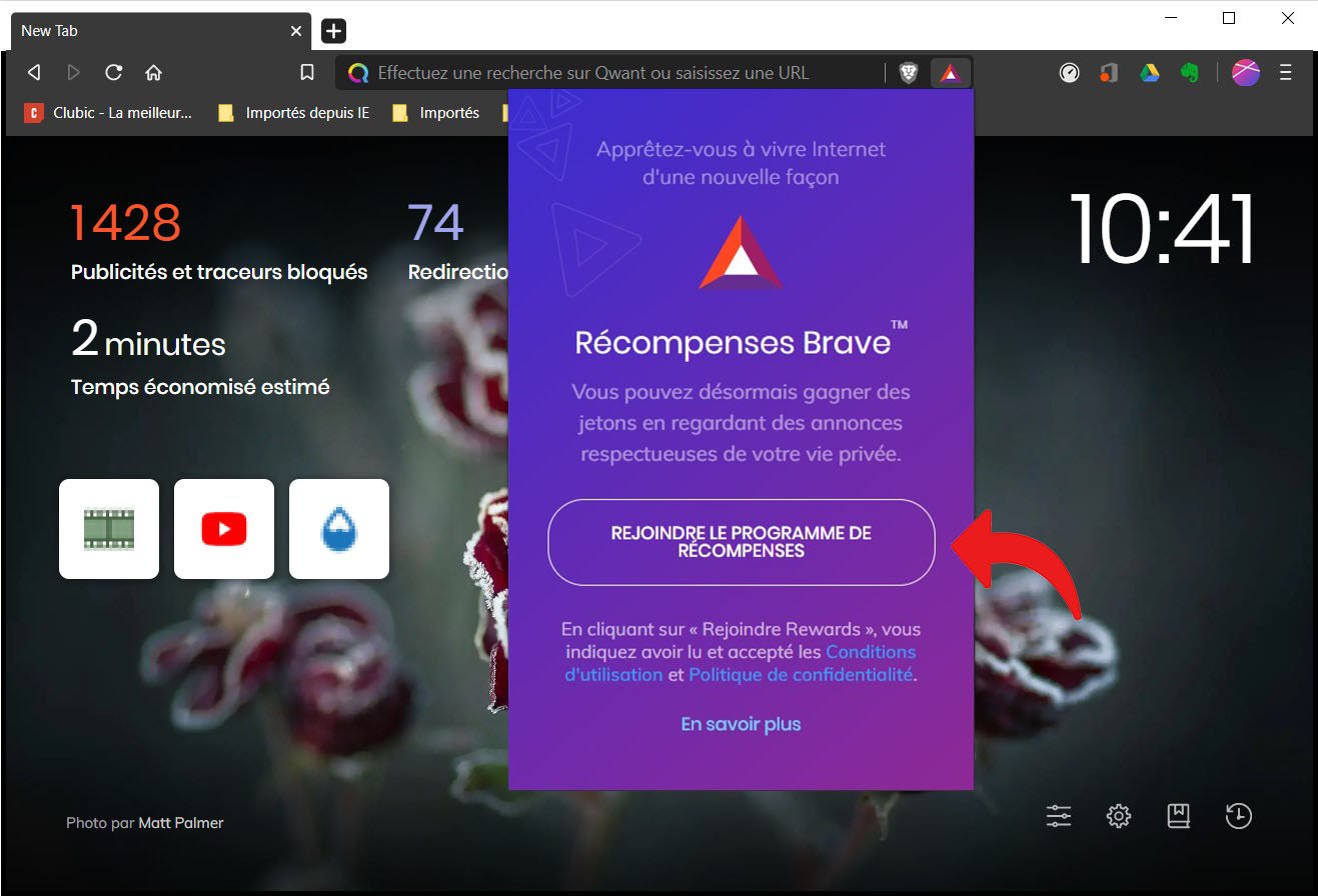 configurer recompenses brave 1.1