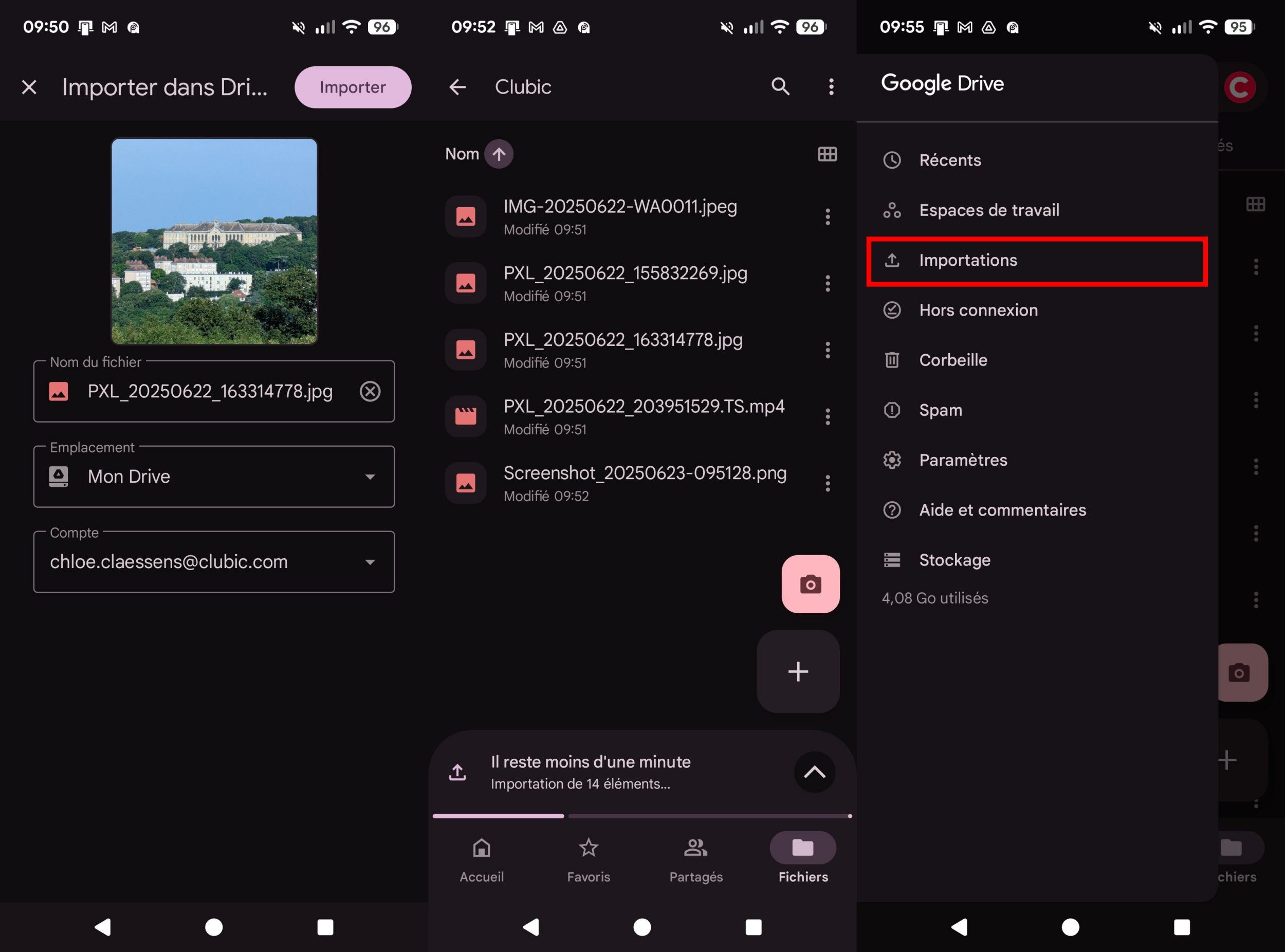 Vous pouvez désormais renommer vos fichiers et sélectionner son emplacement dans Drive juste avant de valider son transfert. © Clubic