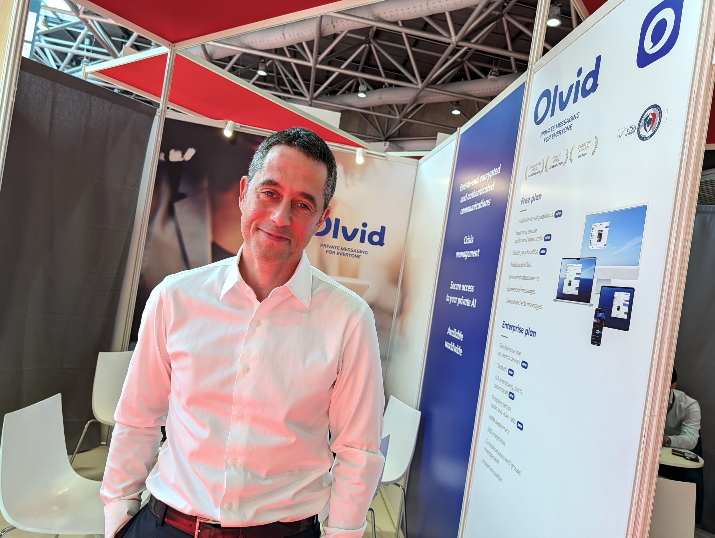 Thomas Baignères CEO et cofondateur d'Olvid, ici lors de la dernière édition des Assises de la cybersécurité. © Alexandre Boero / Clubic