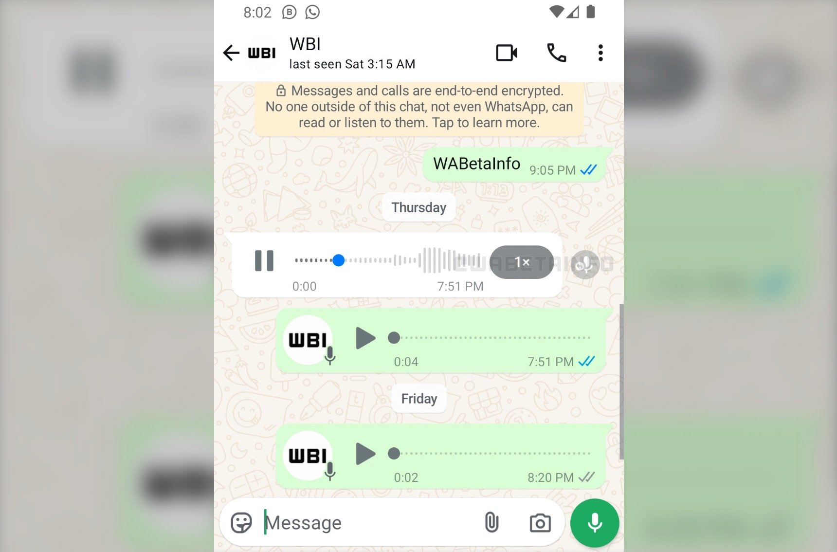 La réponse rapide aux messages vocaux déployée en version bêta © WABetaInfo
