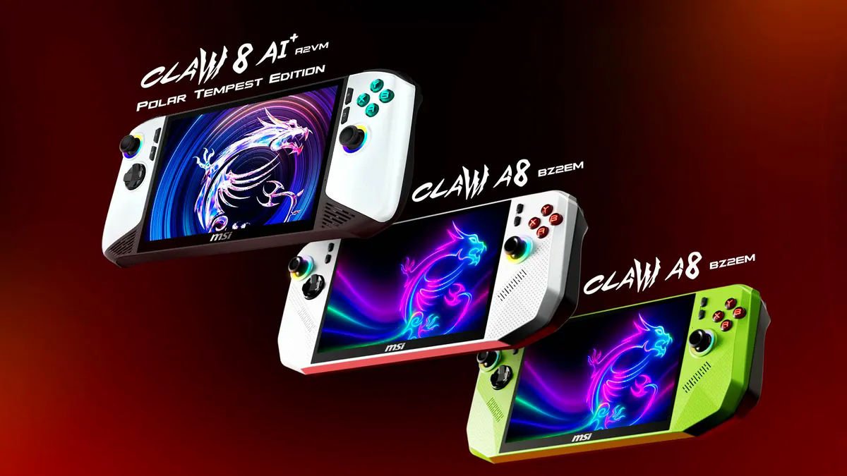 Les consoles Claw série 8 AI+ et série A8. © MSI