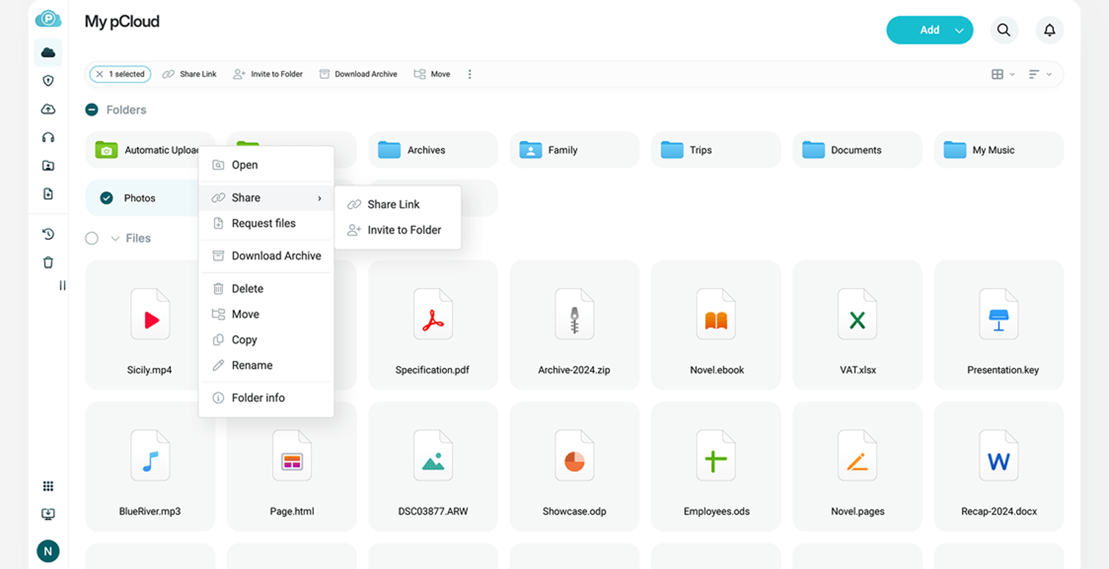 pCloud propose une interface simple et intuitive. @Clubic