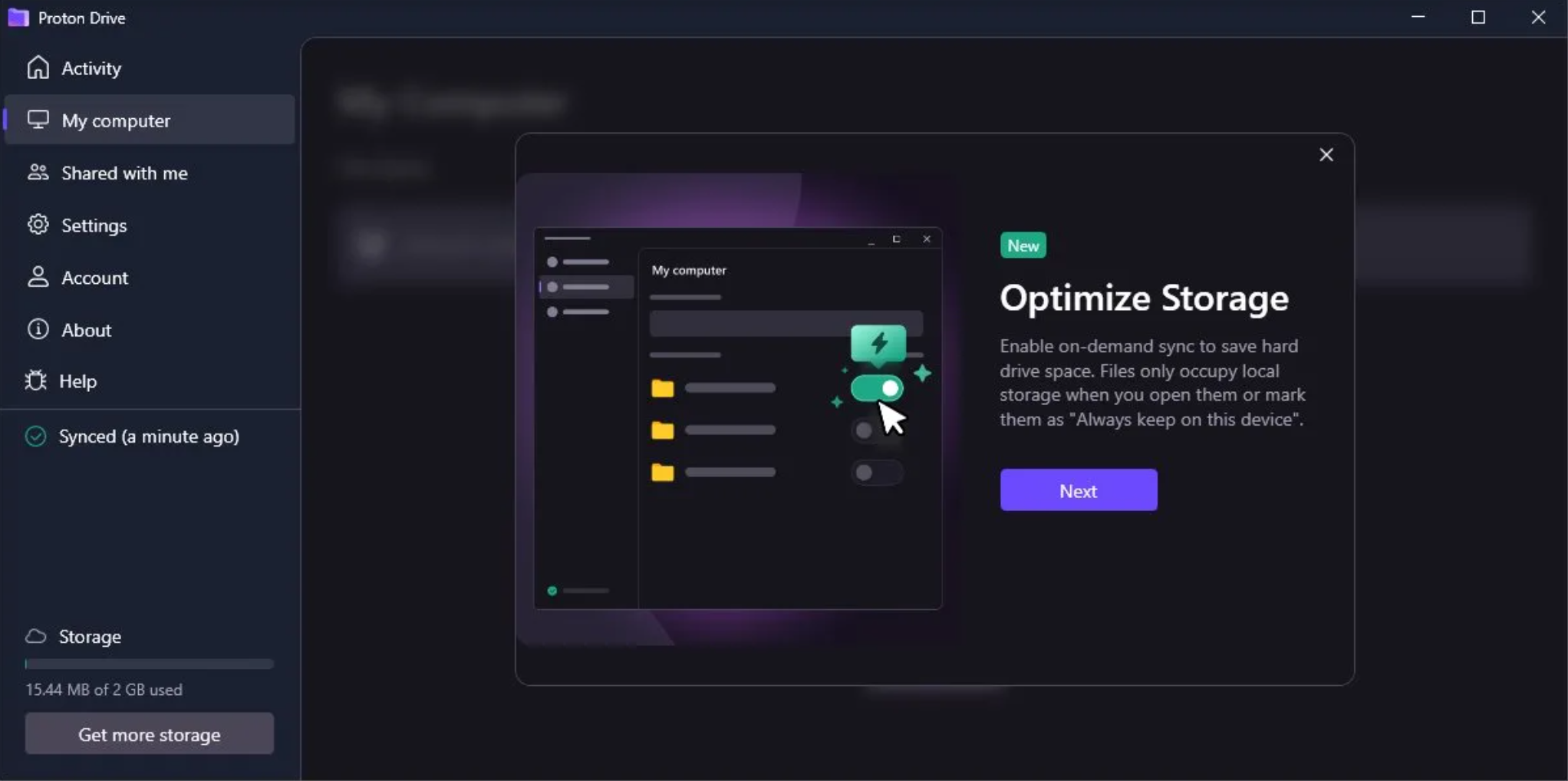 Proton Drive sur Windows ©Proton