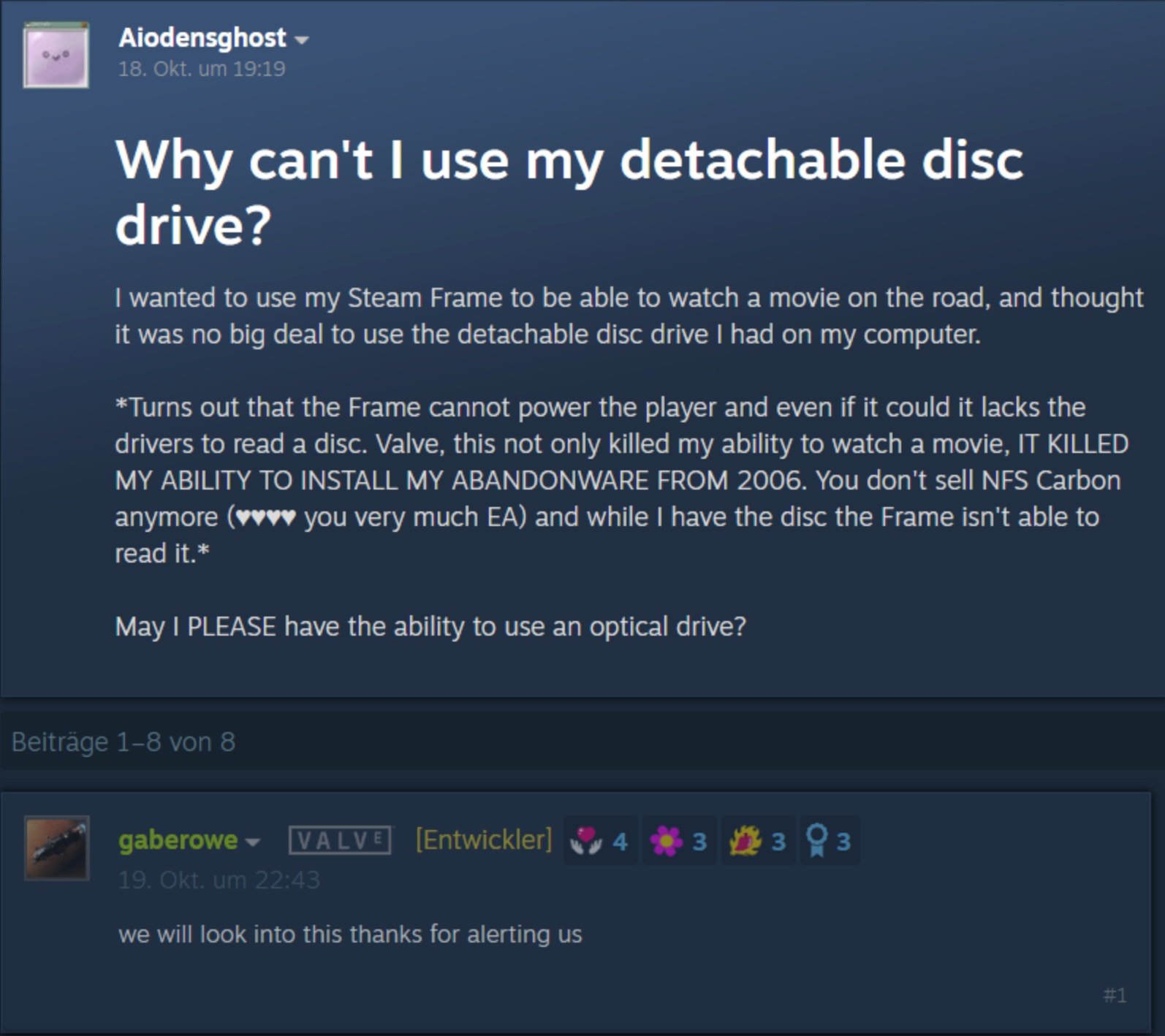 © Steam Community forums