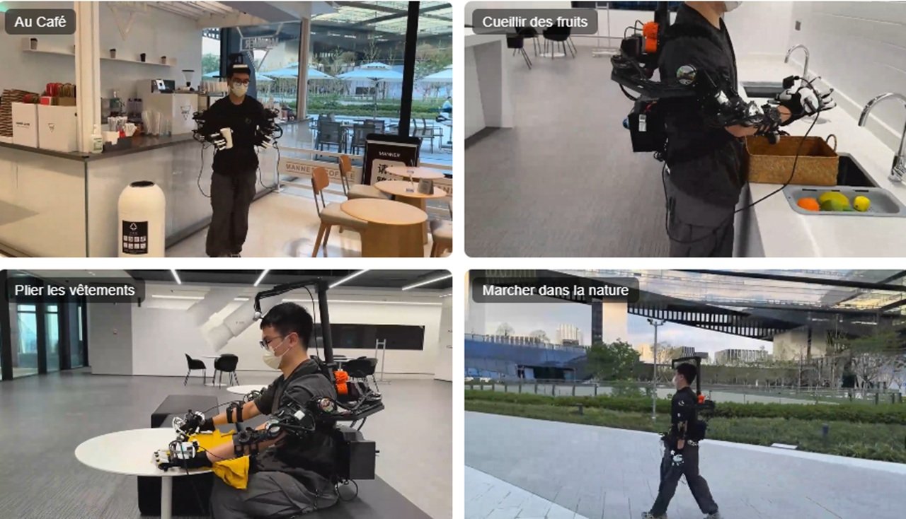 Se servir un café, mettre du linge dans le tambour de la machine à laver ou encore se balader, voilà ce que l'exosquelette va pouvoir vous permettre d'apprendre à faire aux robots - ©HumanoidExo