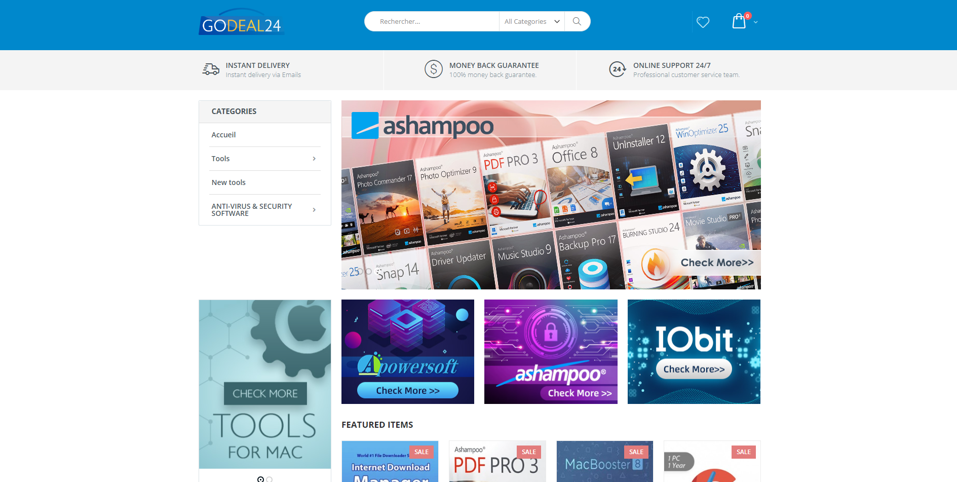Page d'accueil du site GoDeal24 © GoDeal24