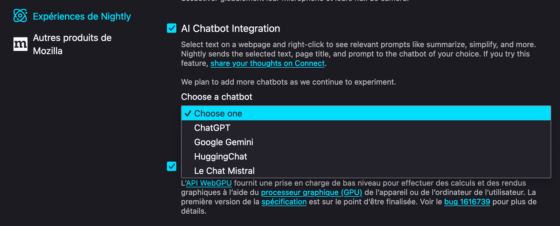Activer l'IA dans Firefox © Mozilla