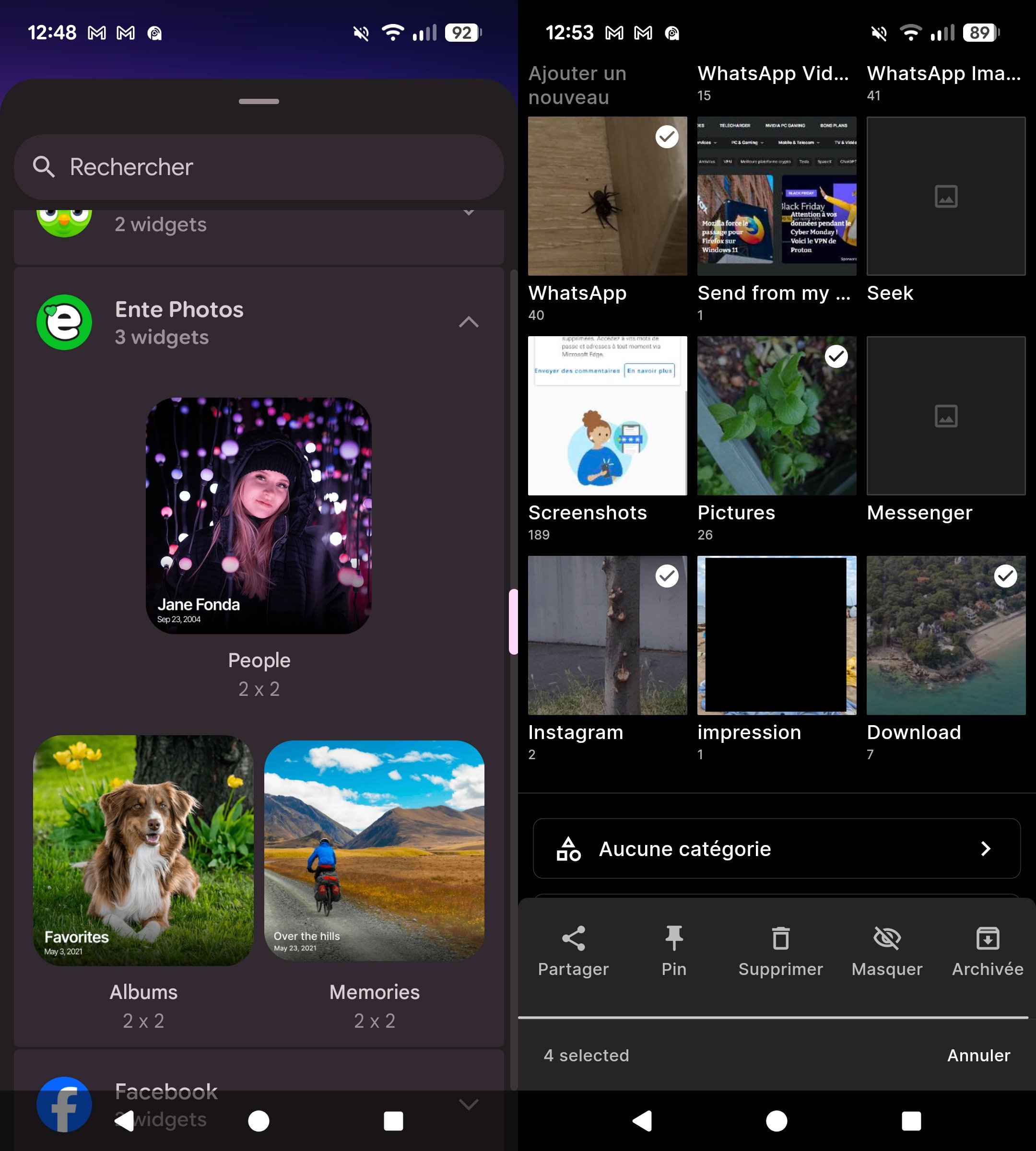 Nouveaux widgets et actions groupées pour les albums : Ente.io est de plus en plus ergonomique. © Clubic