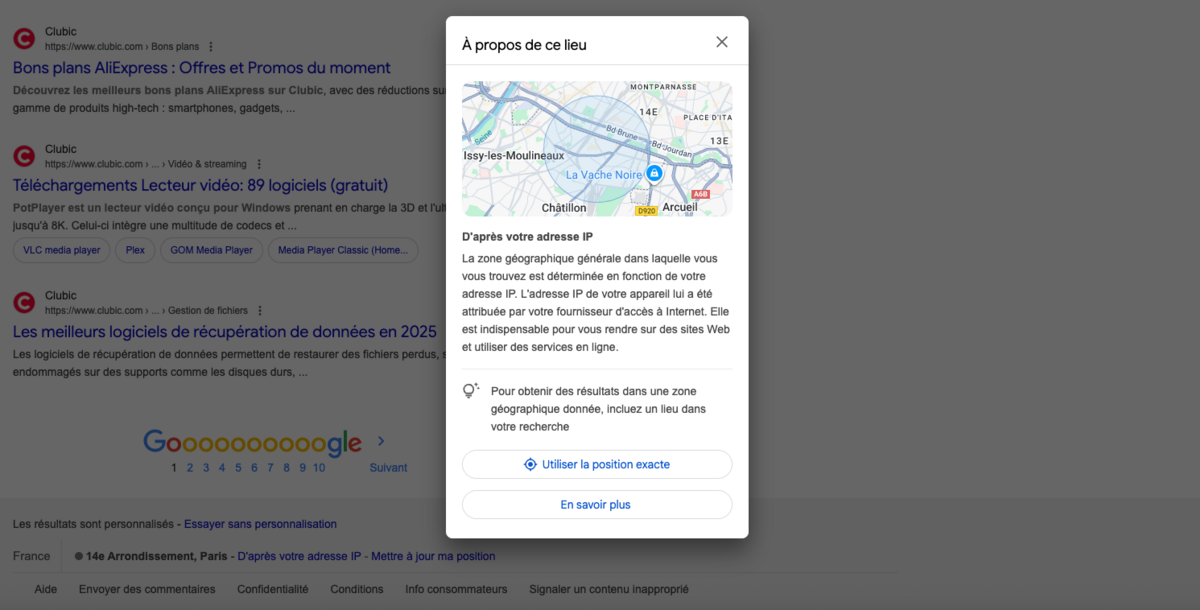 L'adresse IP fournit des informations de géolocalisation imprécises, mais suffisamment détaillées pour connaître l'environnement dans lequel vous vous trouvez. © Clubic