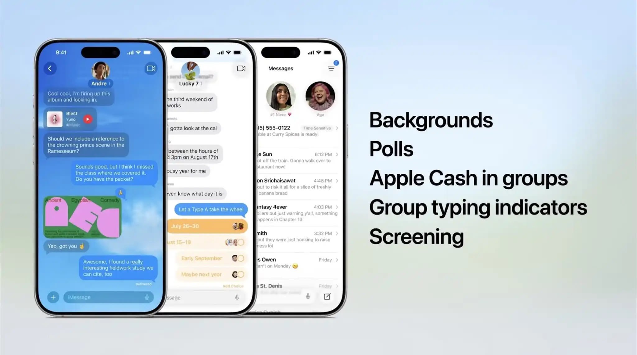 iMessages fait le plein de nouveautés dans iOS 26. © Apple