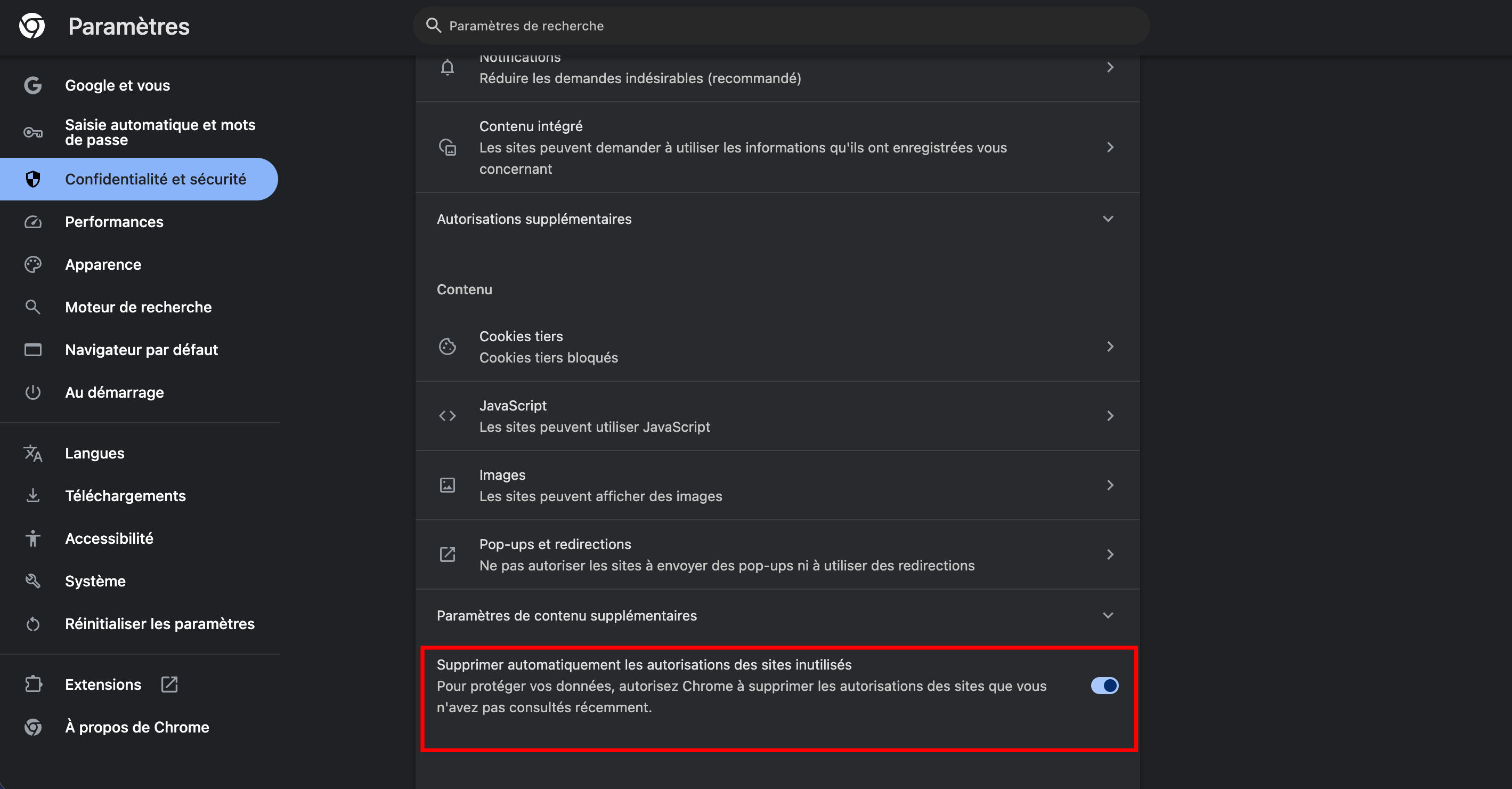 Activez la suppression automatique des autorisations trop anciennes. © Clubic