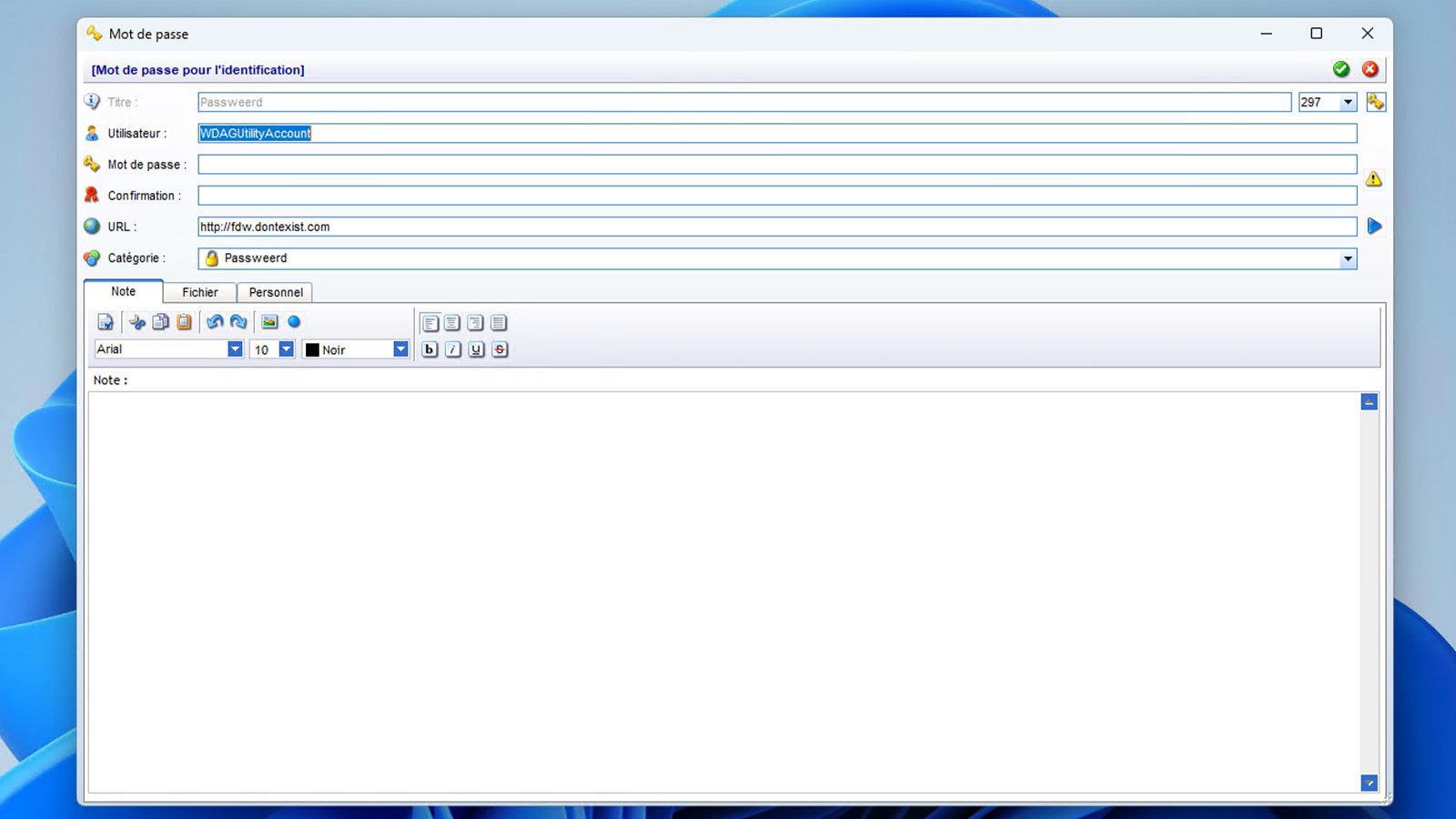 Passweerd est un gestionnaire de mots de passe portable pour Windows, simple et léger, qui sécurise vos identifiants sans nécessiter d’installation - © Passweerd