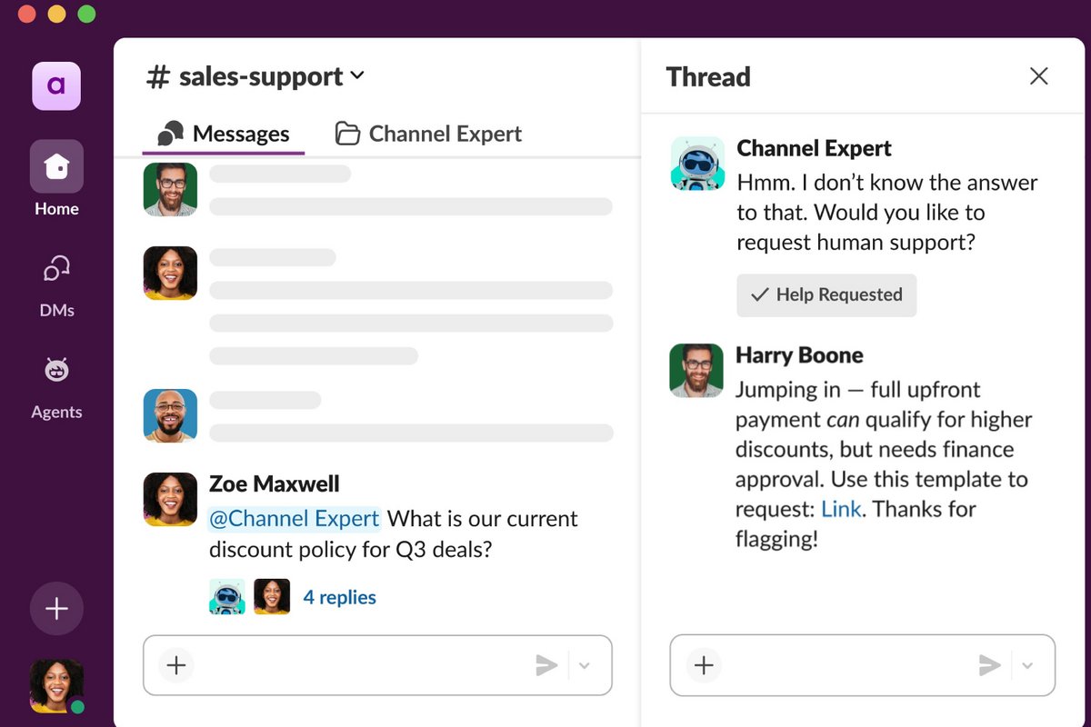 Exemple du Slackbot propulsé par l'IA. ©Slack