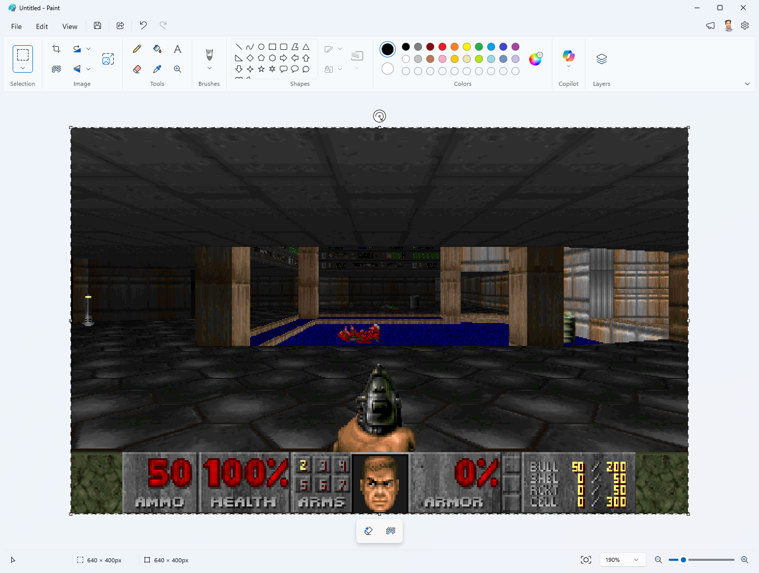 DoomPaint fait tourner Doom directement dans Microsoft Paint en utilisant l’application comme simple écran, tandis que le jeu est exécuté en arrière-plan - © DoomPaint