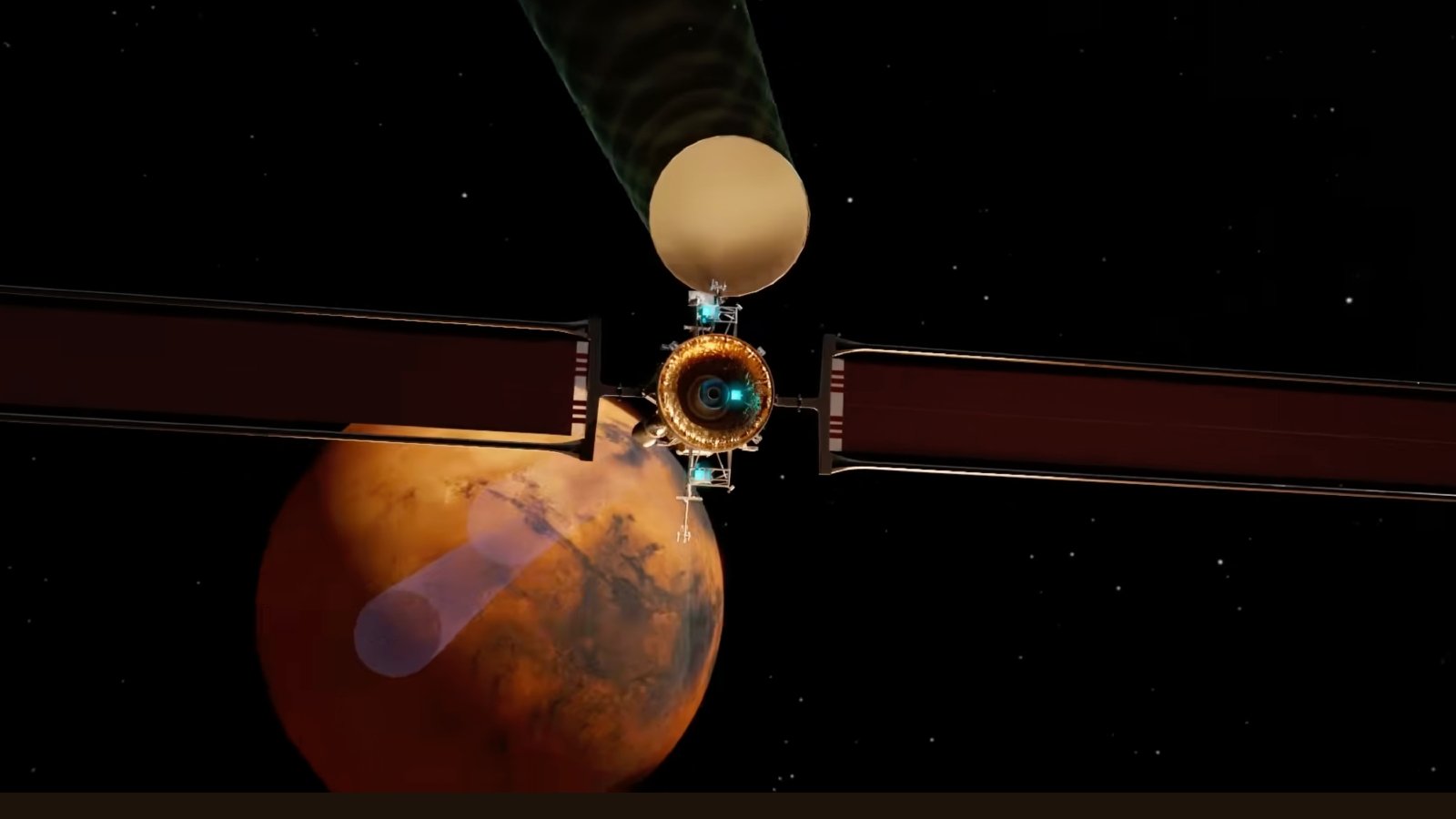 Vue d'artiste du Mars Telecommunications Orbiter de Blue Origin. ©Blue Origin