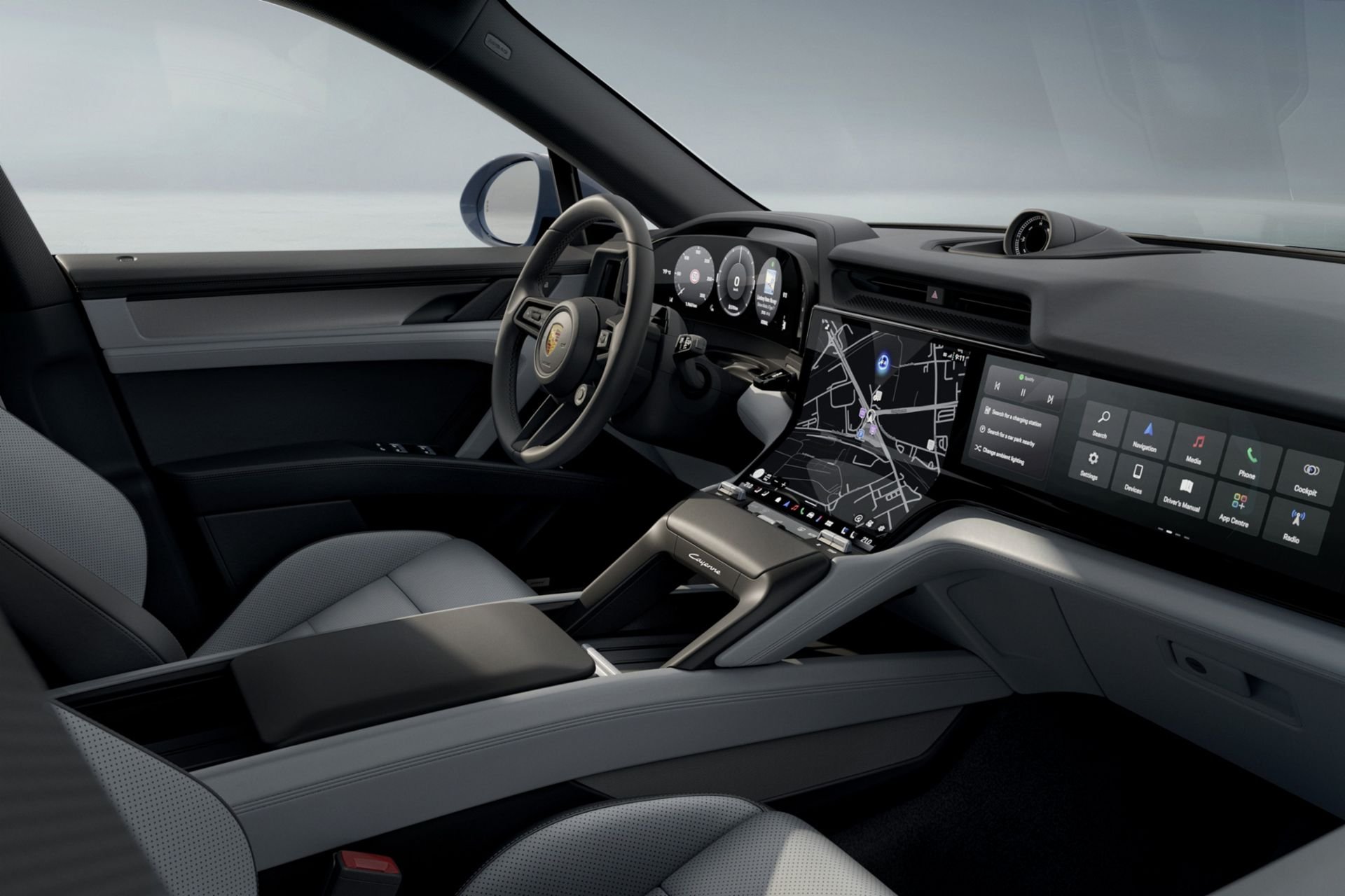 Le constructeur lance également un nouveau Pack Style Intérieur, disponible pour toutes les versions du Cayenne Electric. ©Porsche