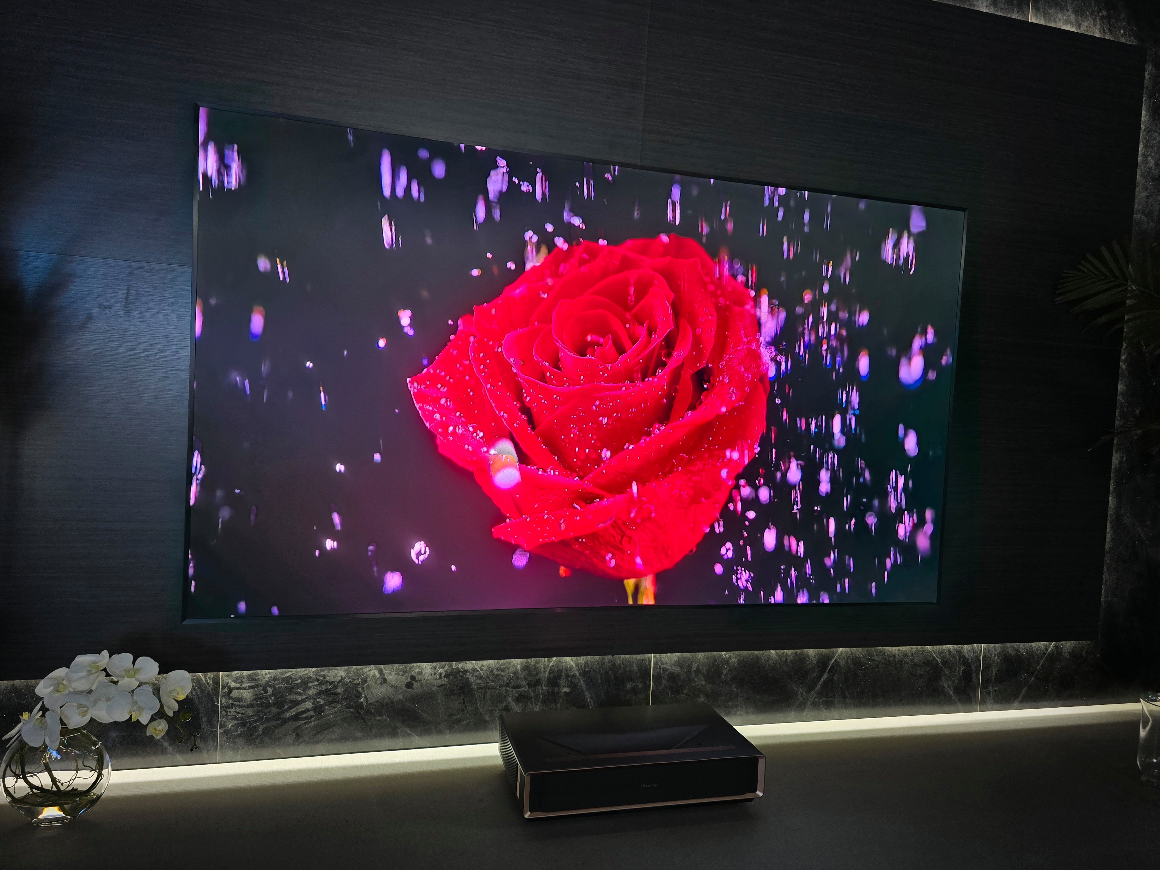 Le Laser TV L9Q peut atteindre une taille d'image de quasiment 4 mètres de diagonale. ©Matthieu Legouge