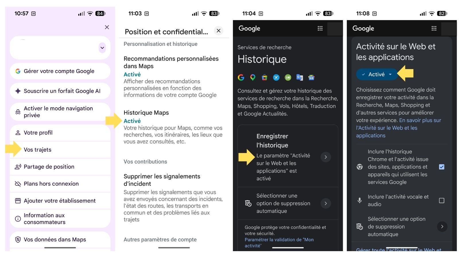 Supprimez l'historique Maps. ©Google