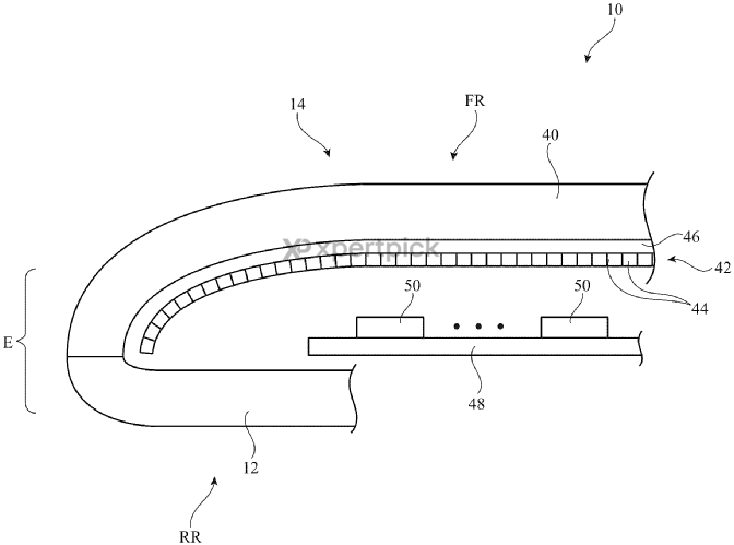 Un schéma présent dans le brevet d'Apple concernant une dalle OLED incurvée © Apple