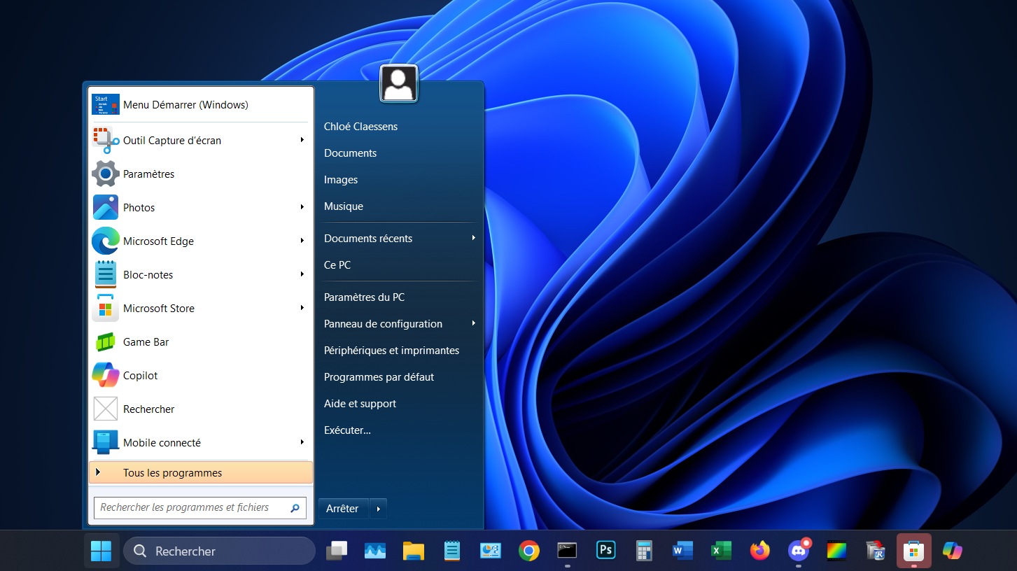 Envie de retrouver les sensations du menu Démarrer Windows 7 su Windows 11 ? C'est possible grâce à Open-Shell Menu © Clubic