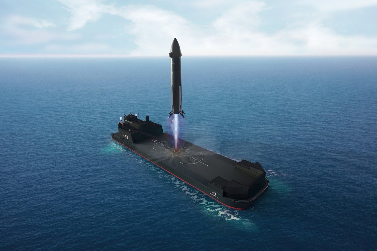 Vue d'artiste de Neutron qui atterrit sur une barge au milieu de l'océan après une mission. ©Rocket Lab