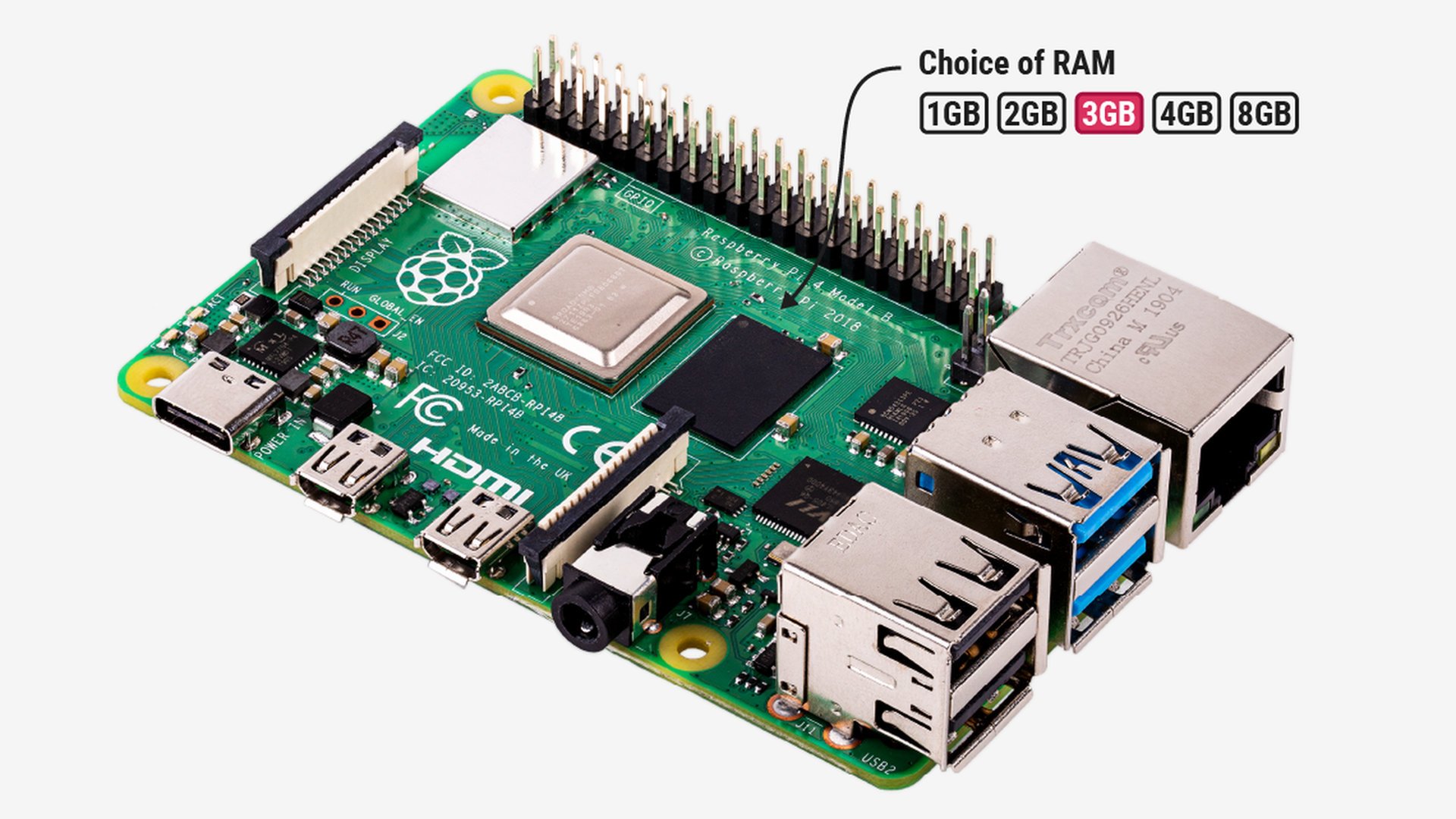 Nous avons maintenant le choix entre 5 capacités mémoire pour le Pi 4. ©Raspberry Pi