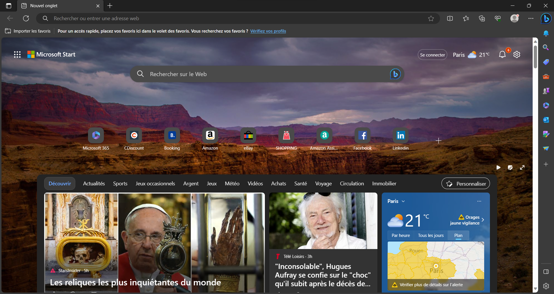 Microsoft Edge - La page de démarrage
