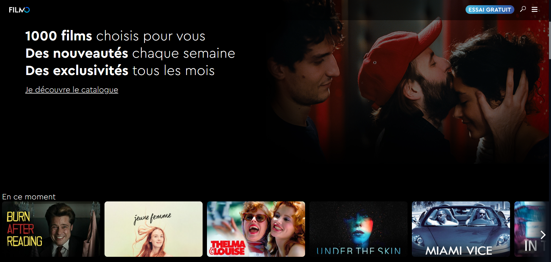 Page d'accueil du site Filmoline © Flimoline SAS