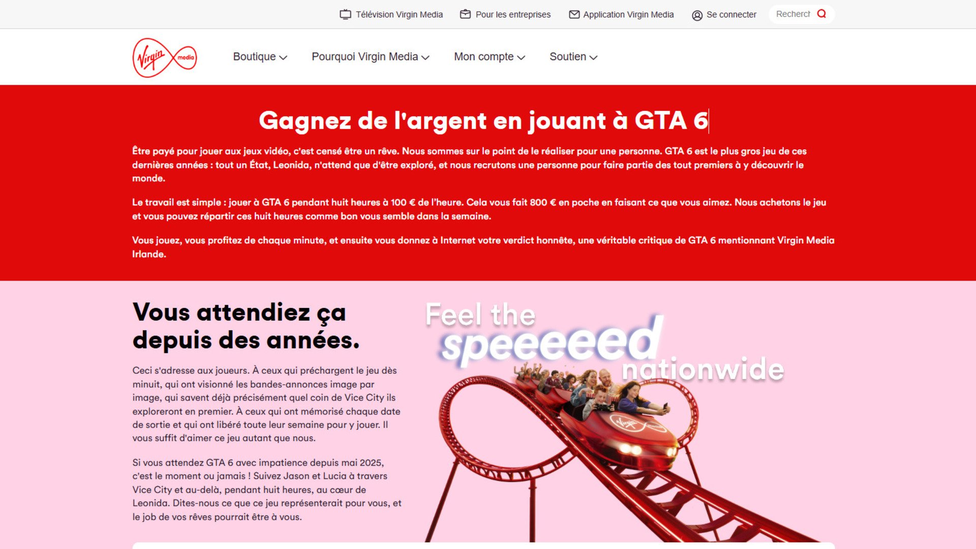 La fameuse offre de Virgin Media, traduite en français. © Alexandre Boero / Clubic
