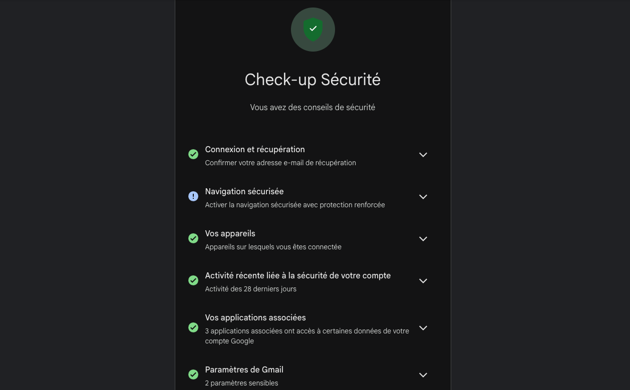 Effectuez le bilan de sécurité de votre compte Google. © Clubic